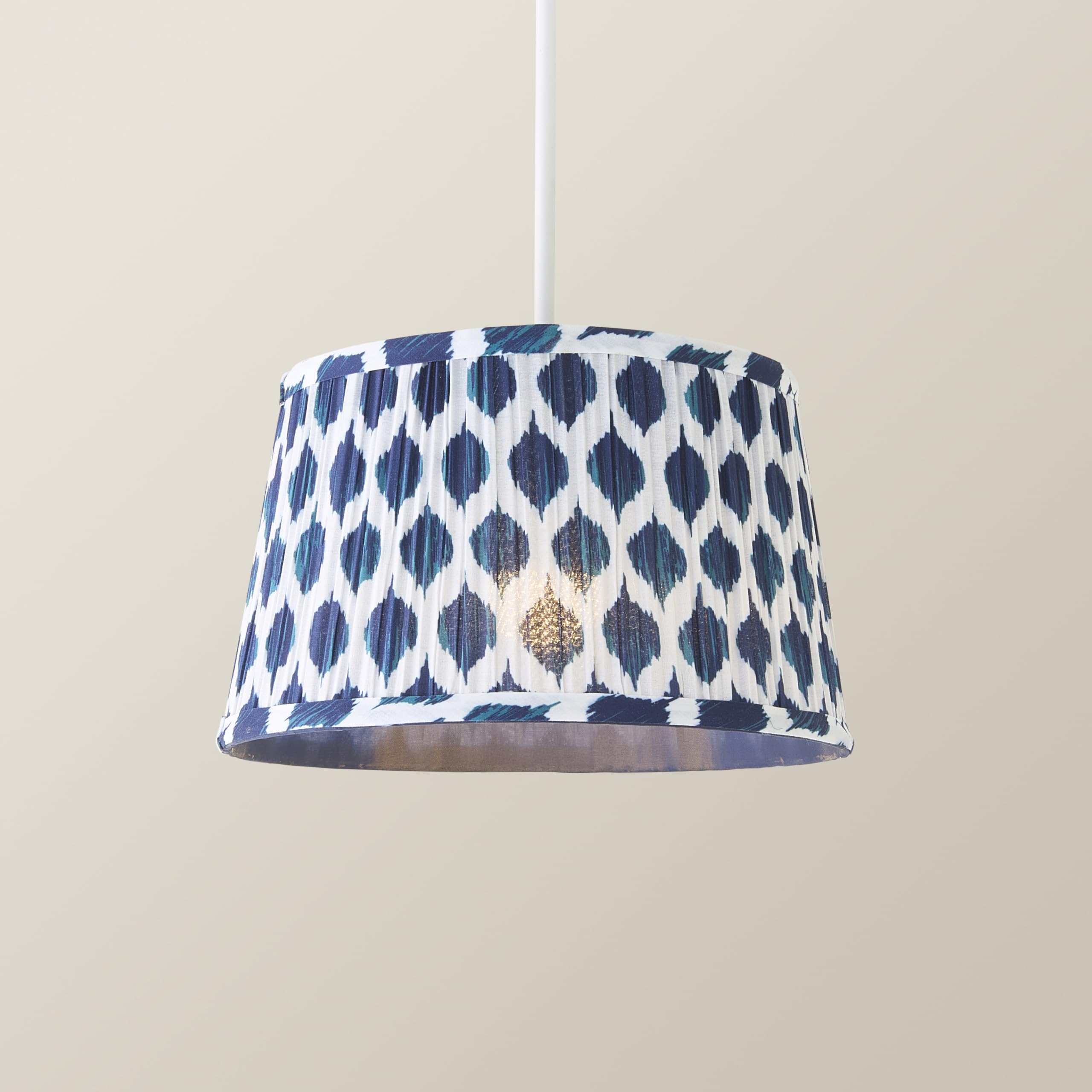 ValueLights | Elijah Small Blue Ikat Pleated Tapered Lamp Shade and Bulb (D) 25cm | Lamp Shades, Home Décor & Improvement Essential