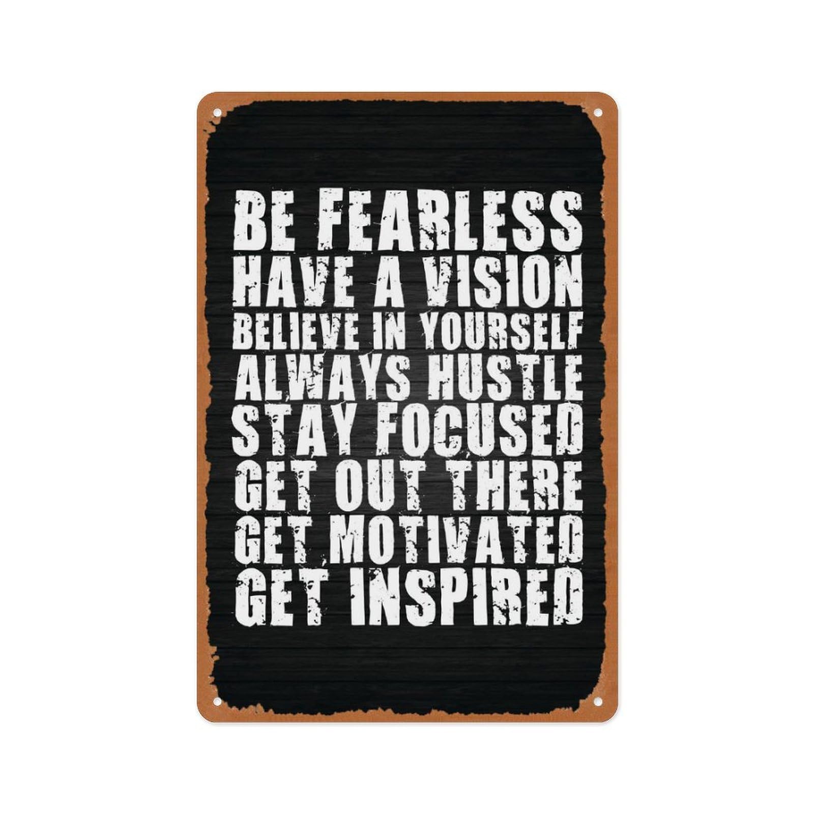 peiyeety Be Fearless Metal Tin Sign Gym Motivation Vintage Poster, For Man Cave Wall Art Decorative 8 X 12 Inch