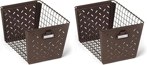 Spectrum Diversified Macklin - Cesta de acero estampada y alambre para almacenamiento de armarios y cubículos, diseño de inspiración vintage con