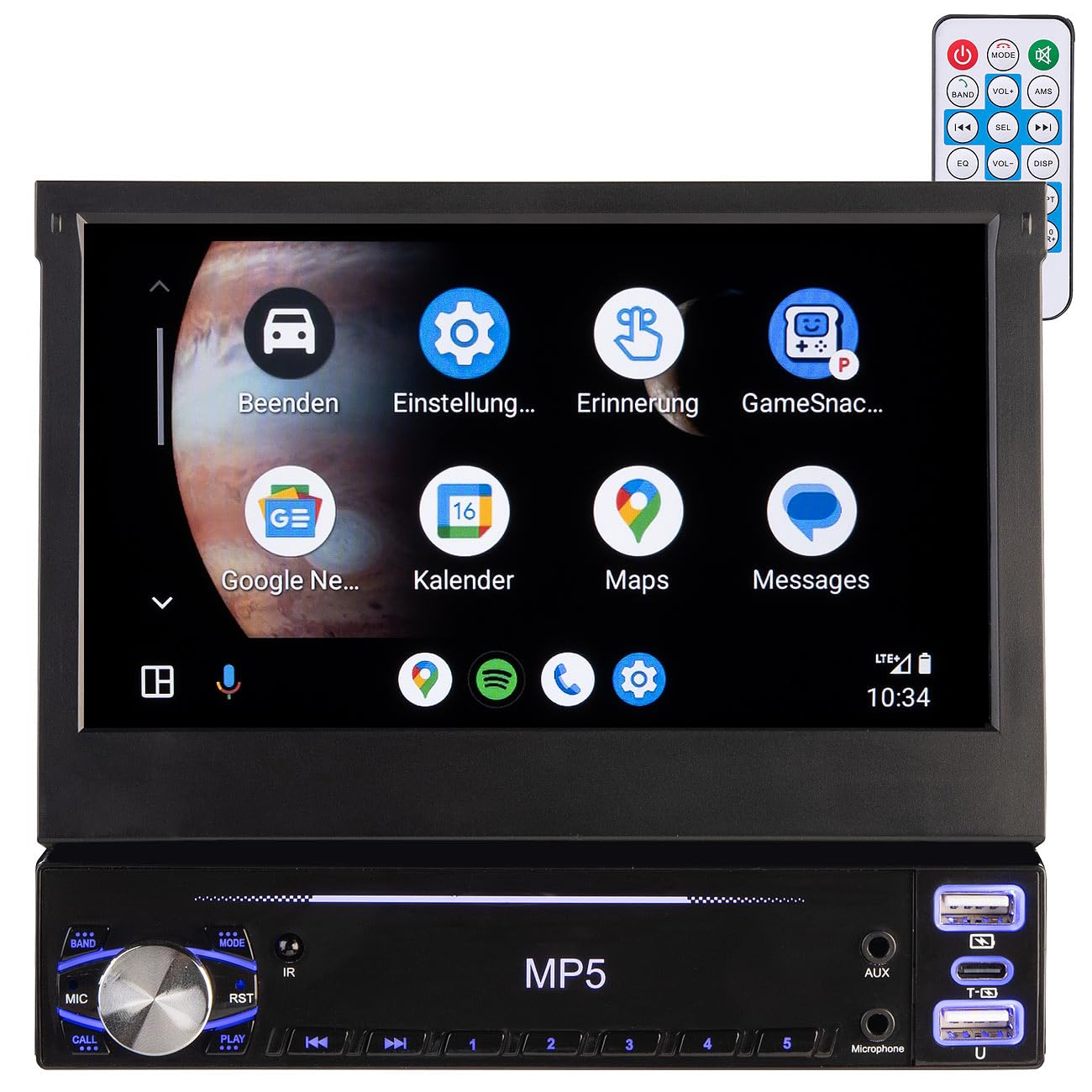 1 DIN Radio Carplay: 1-DIN-Autoradio mit Apple CarPlay, Android Auto, 17,8-cm-Display, MP5 (1 Radio Apple, Autoradio mit Navi, Kamera)