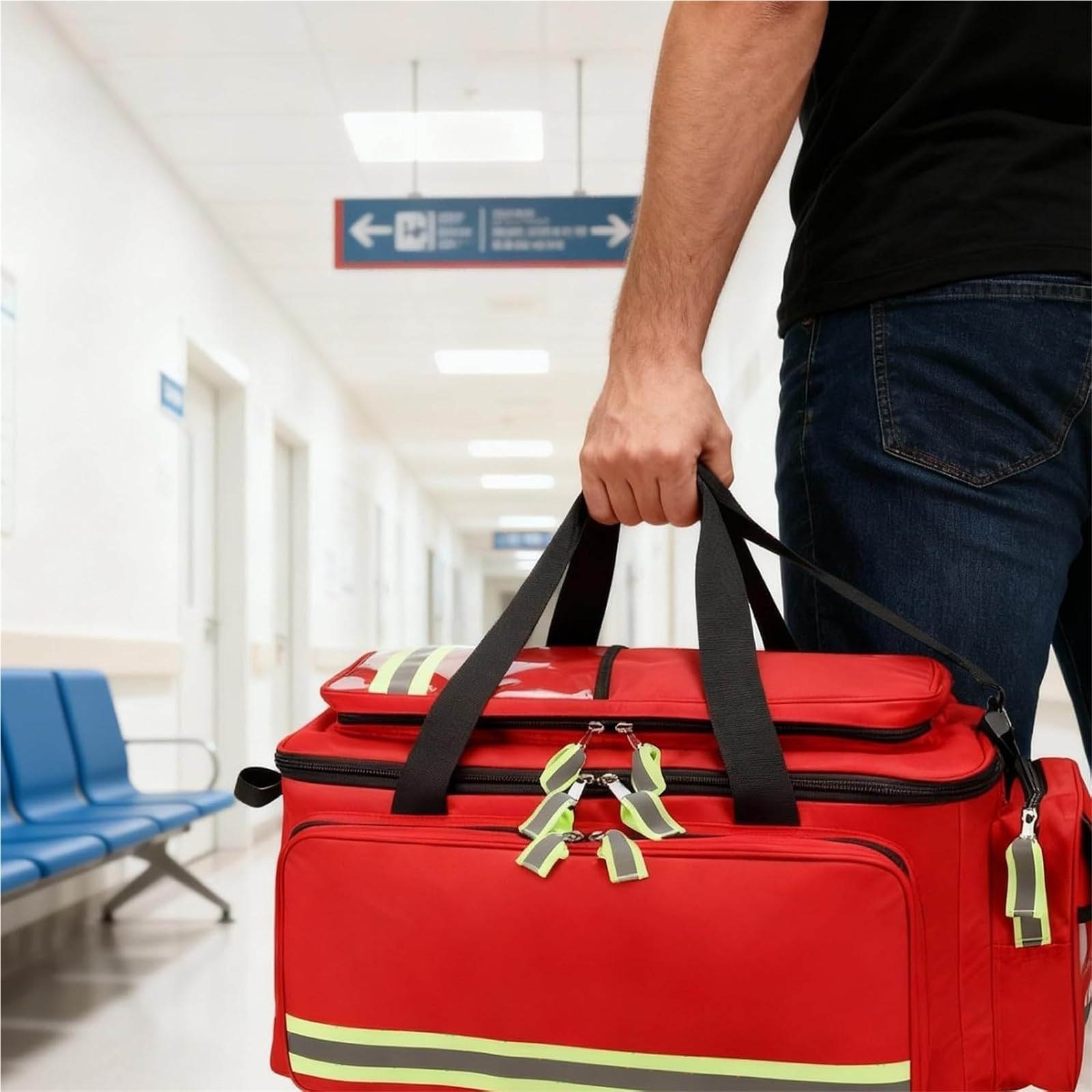 Borsa medica con rotelle, kit di pronto soccorso portatile, grande