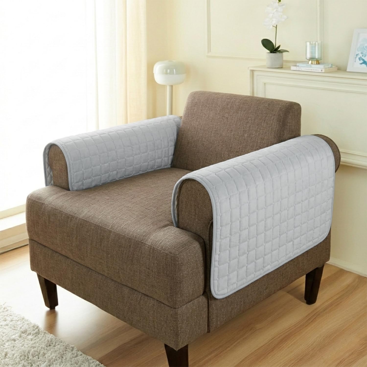 Amazon Basics – Flannel (Polyester) Quilted Make Your Own Sofa Cover |70cm x 70cm| Microfiber Sofa Slipcover | 350 GSM (2 Armrest)-image-22