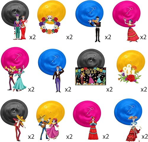 Miniatura 4 de 30 piezas de decoración colgante del Día de los Muertos Dia De Los Muertos para el techo, remolinos de azúcar, calavera colgante, decoraciones de