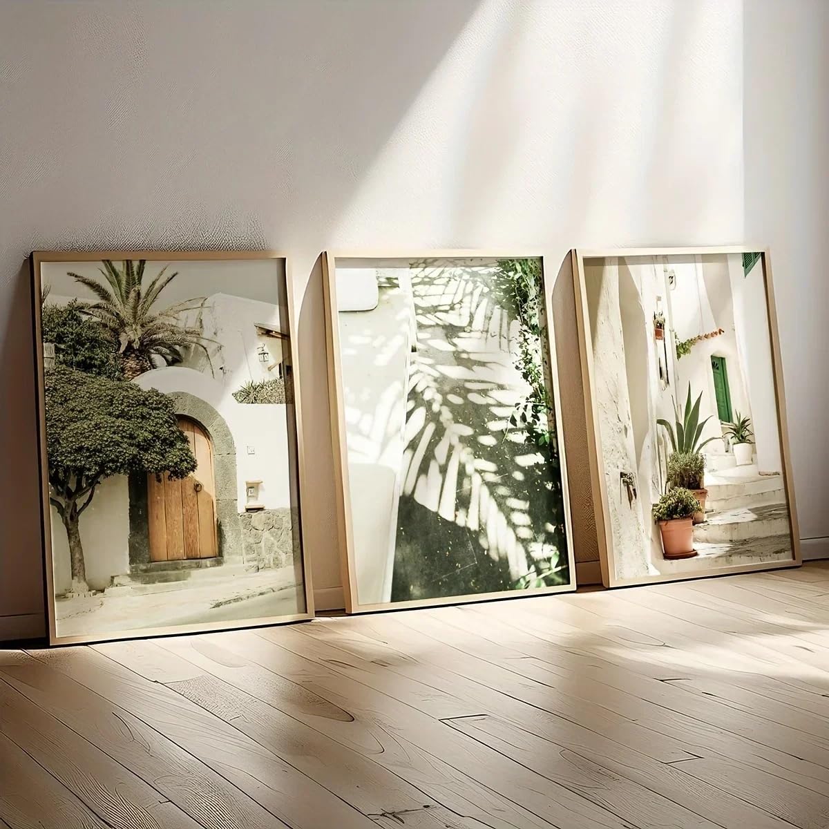 Dittelle Stampe su tela di paesaggi mediterranei, poster con fotografie di viaggio in stile rustico, per giardino e città, decorazioni murali per la casa (50x70cmx3/senza cornice)