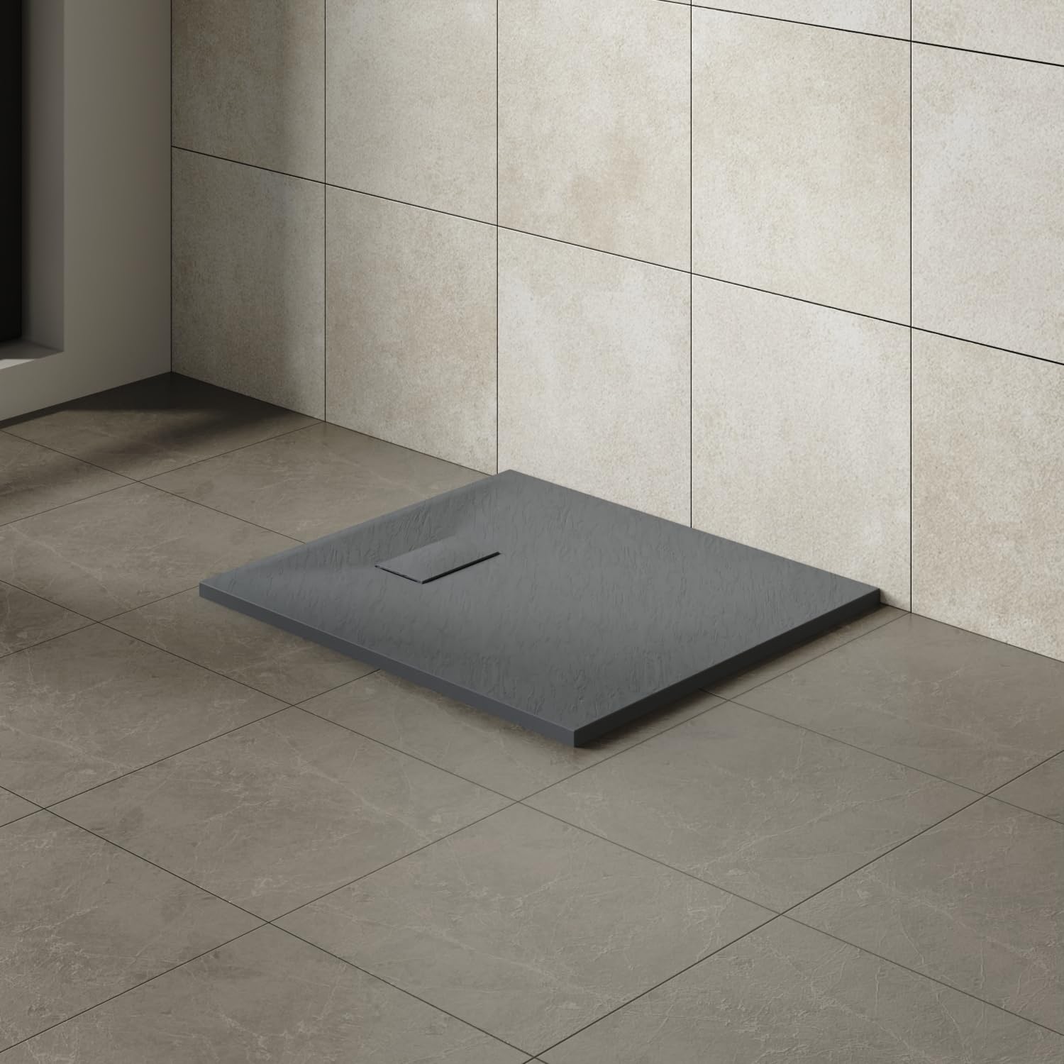 Aquariss 1000x800mm SMC Anti Slip Shower Base Tray Rectangular for Shower Enclosure Anthracite