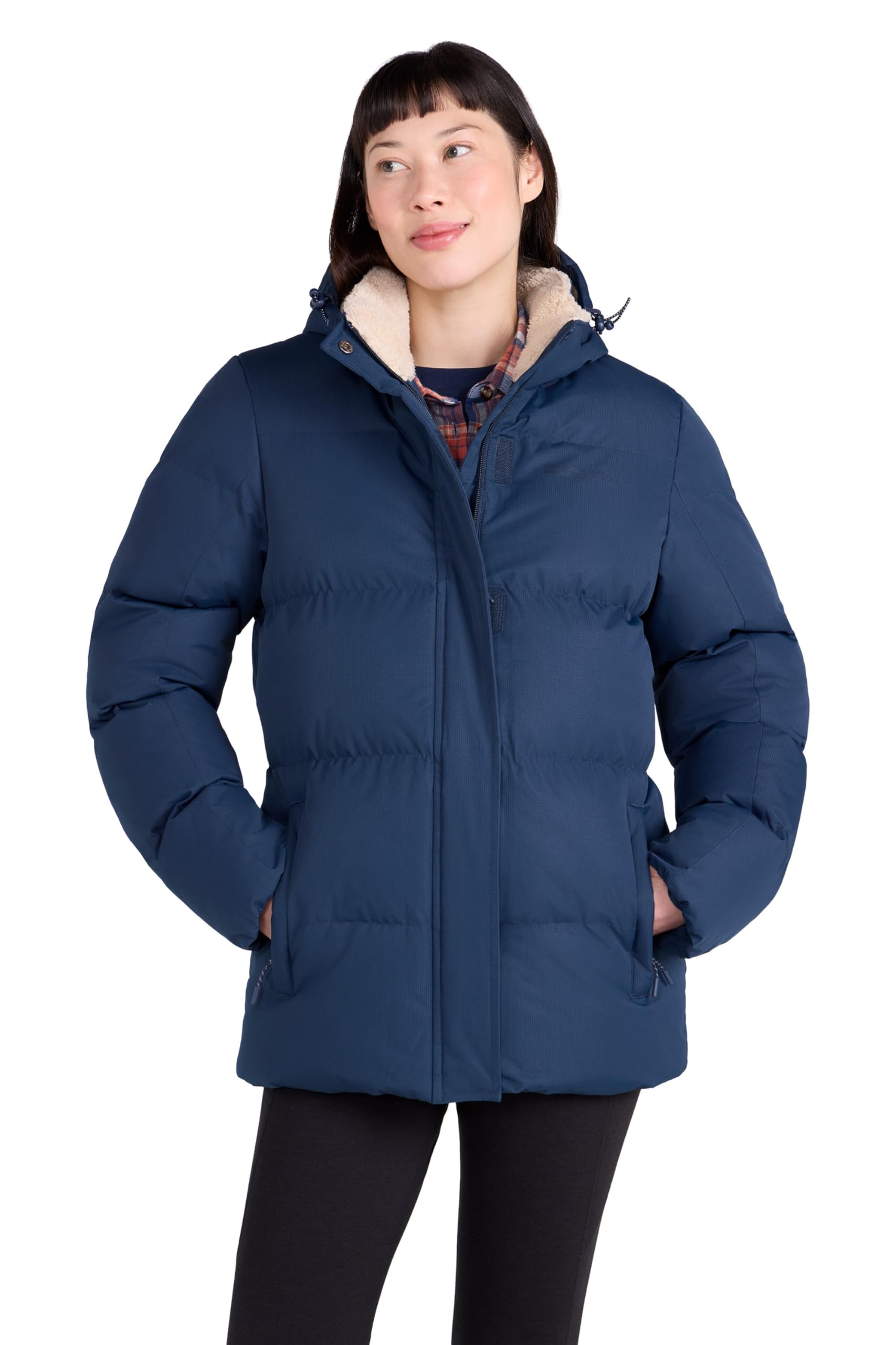 Mountain Warehouse Women's 'Snow' Water Resistant Thermal Tested Padded Borg Rip Stop Jacket in Navy | Size: 20