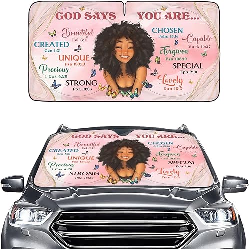 Miniatura 41 de GENANY Divertido parasol para parabrisas para sedán, SUV, camión (55 x 29 pulgadas), parasol de automóvil, bloquea los rayos UV, accesorios