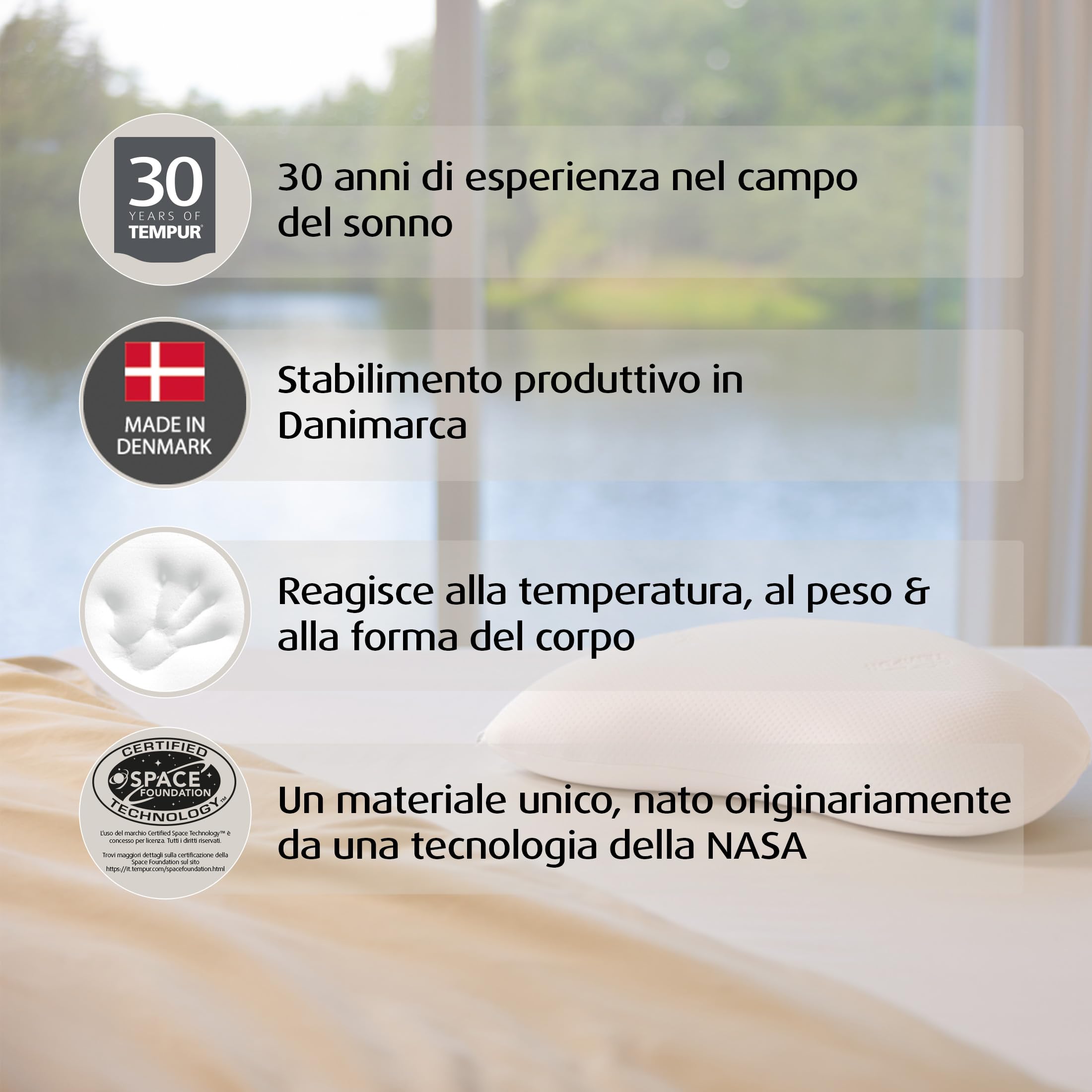 TEMPUR Sonata cuscino in memory foam, cuscino ergonomico di sostegno al collo per chi dorme sulla schiena e sul fianco, sensazione rigido, M (61 x 40 x 11 cm) | Cuscino ergonomico di supporto per il collo in memory foam, per chi dorme supino o sul fianco