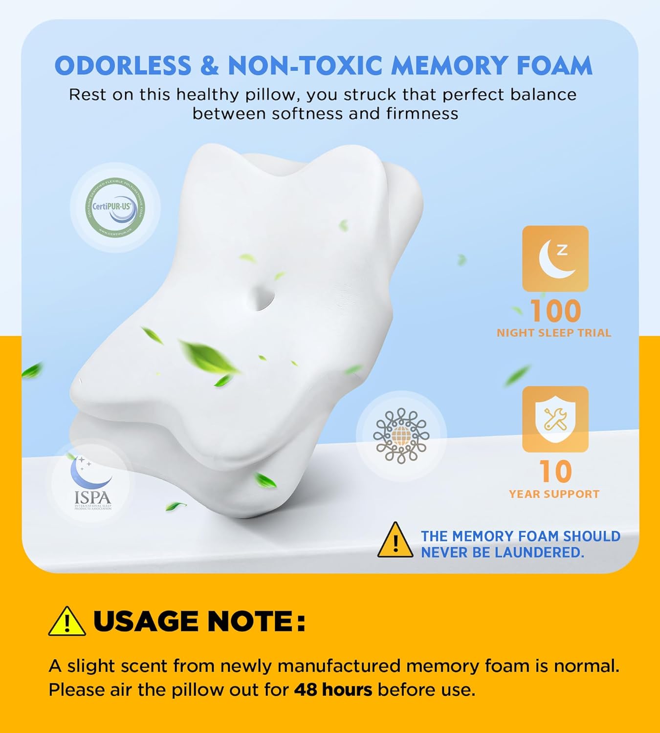 Osteo Sustained Cervical Health Neck Pillow, Contour Zoned Design Ergonomic Pillow for Pain Relief, No-Temperature Affected Memory Foam Pillows, Cooling Pillow Support Side, Back, Stomach Sleeper