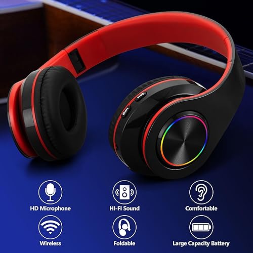 Miniatura 3 de Auriculares Bluetooth sobre la oreja, 60 horas de reproducción, plegables, ligeros, inalámbricos, estéreo de alta fidelidad, auriculares ajustables