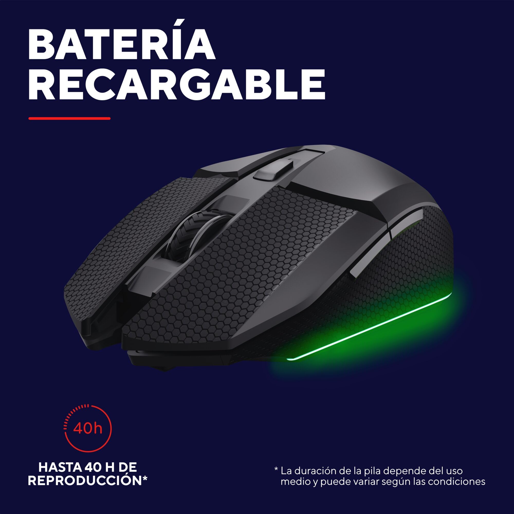 GXTrust 122 Felox+ Ratón Inalámbrico Gaming Bluetooth + 2.4GHz, Batería de 40h, 12K dpi, Iluminación LED Multicolor, 6 Botones, Ratón Gaming para Portátil, PC, Windows con USB-A Receptor, Negro — view 6