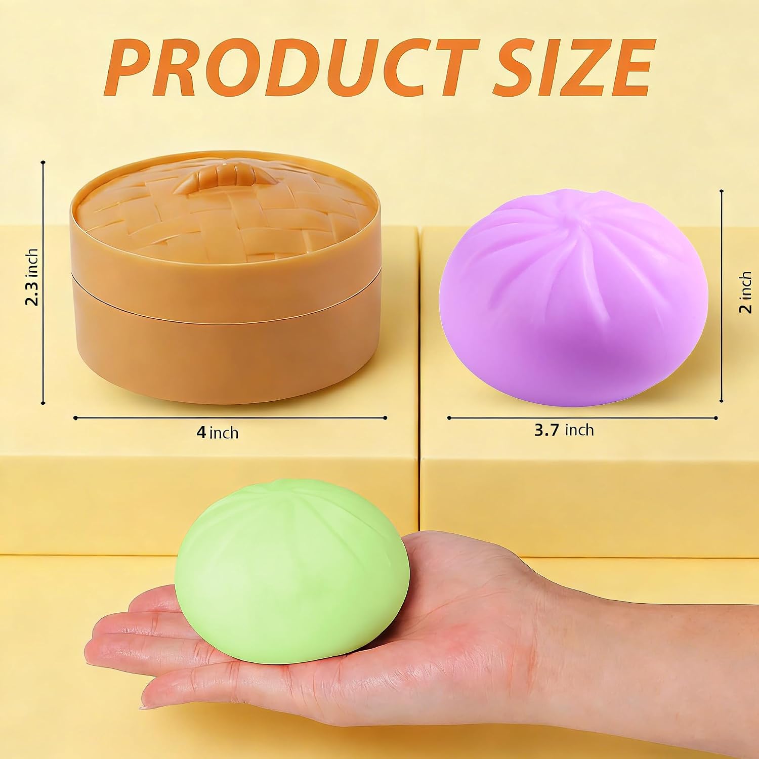 Dumpling Squishy Party,Soft Touch Slow Rebound,Safe Skin-Friendly Materials,Large Size Slow Rising Squeeze Toy Squishie Stress Relief Fidget (4, White Yellow Purple Green)