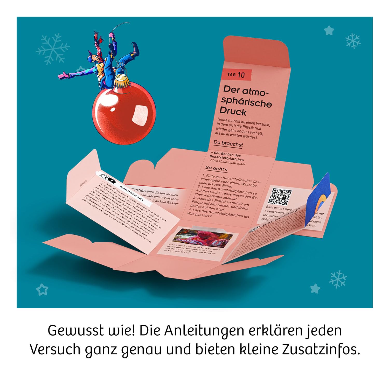 KOSMOS 661090 Experimentierkasten Adventskalender 2025, Die schönsten Experimente zur Weihnachtszeit, in 5 Min, für Kinder ab 8-12 Jahre, Spielzeug, Science Adventskalender