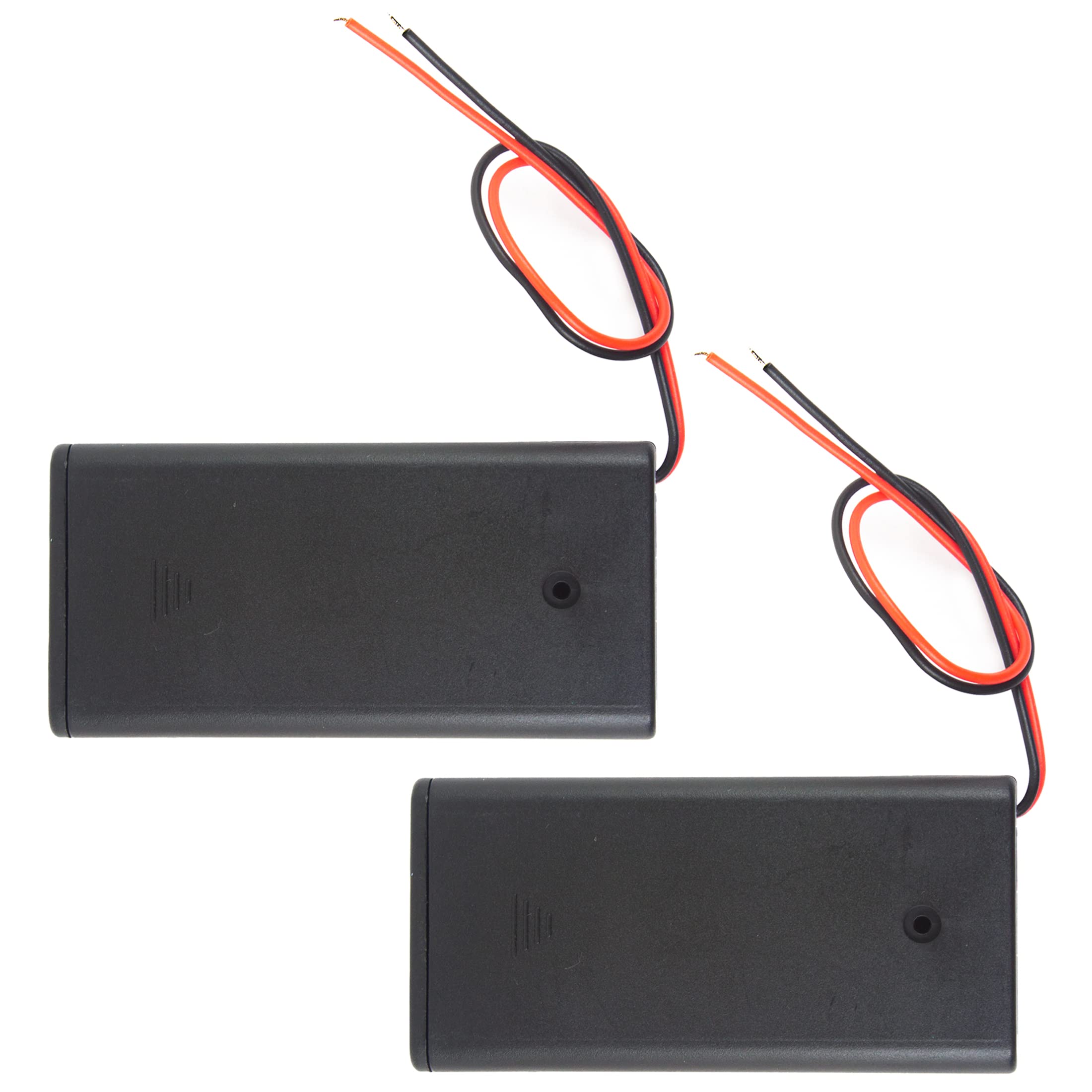 jujinglobal 2pcs 2 x AA 1.5V (Total: 3V) Battery Holder Box Case with On/Off Switch Plastic ABS Storage for Electronic DIY Leads 2X Slots and Wires