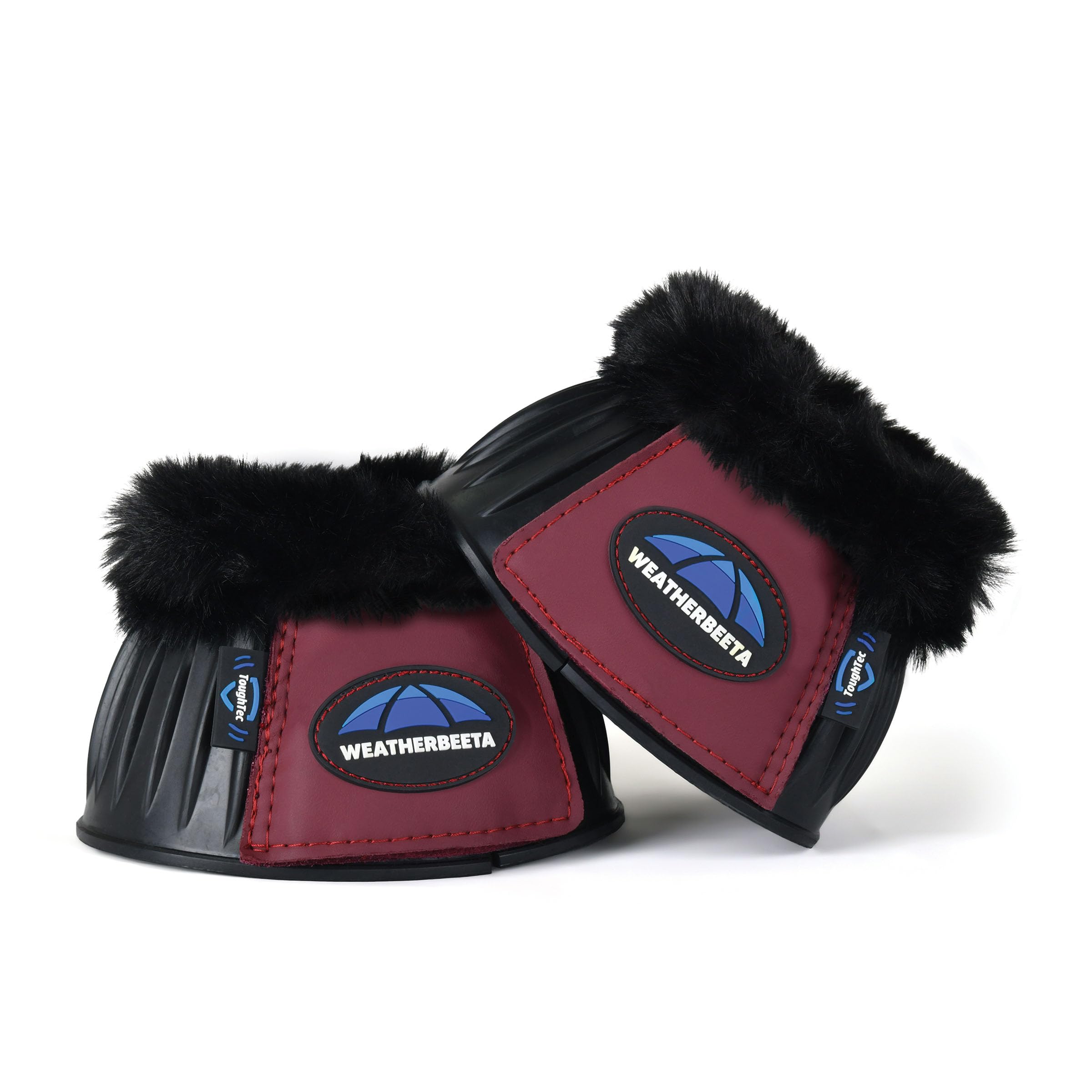 WeatherBeeta Tough-Tec Prime Fleece Trim Rubber Bell Boots, Black/Burgundy, Medium