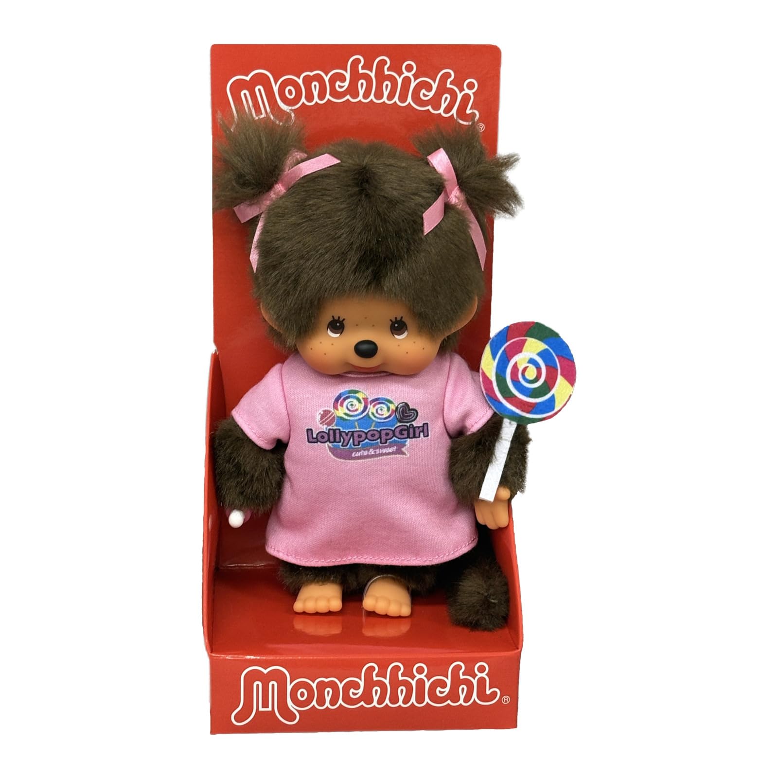 Sekiguchi 205257 Original Monchhichi Girl with Pink Dress and