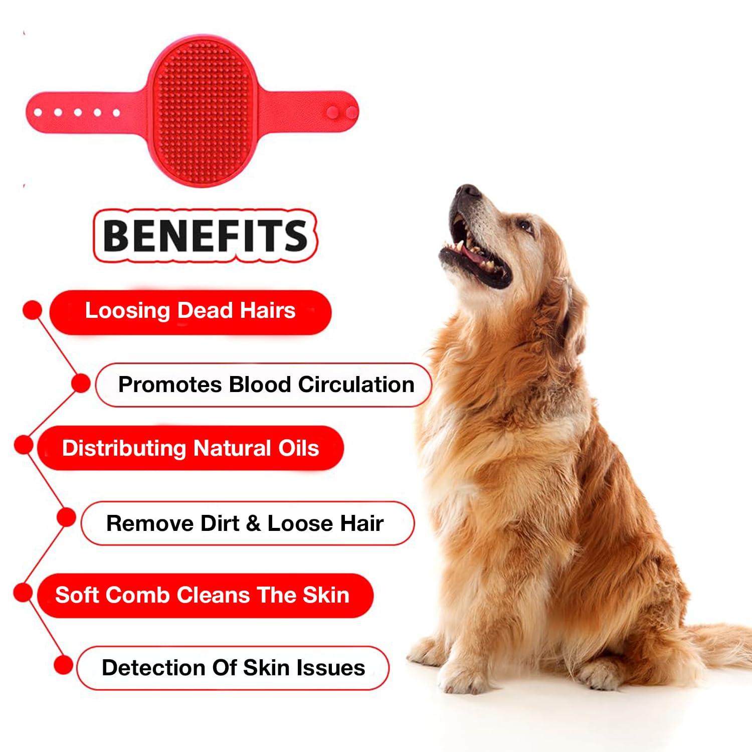 Petbabas Pet Grooming Brush | Soothing Massage Rubber Bath Comb | Shampoo Washing Shower Brush | Grooming Pet Glove with Adjustable Strap | Deshedding Brush for Long Short haired Pets 1
