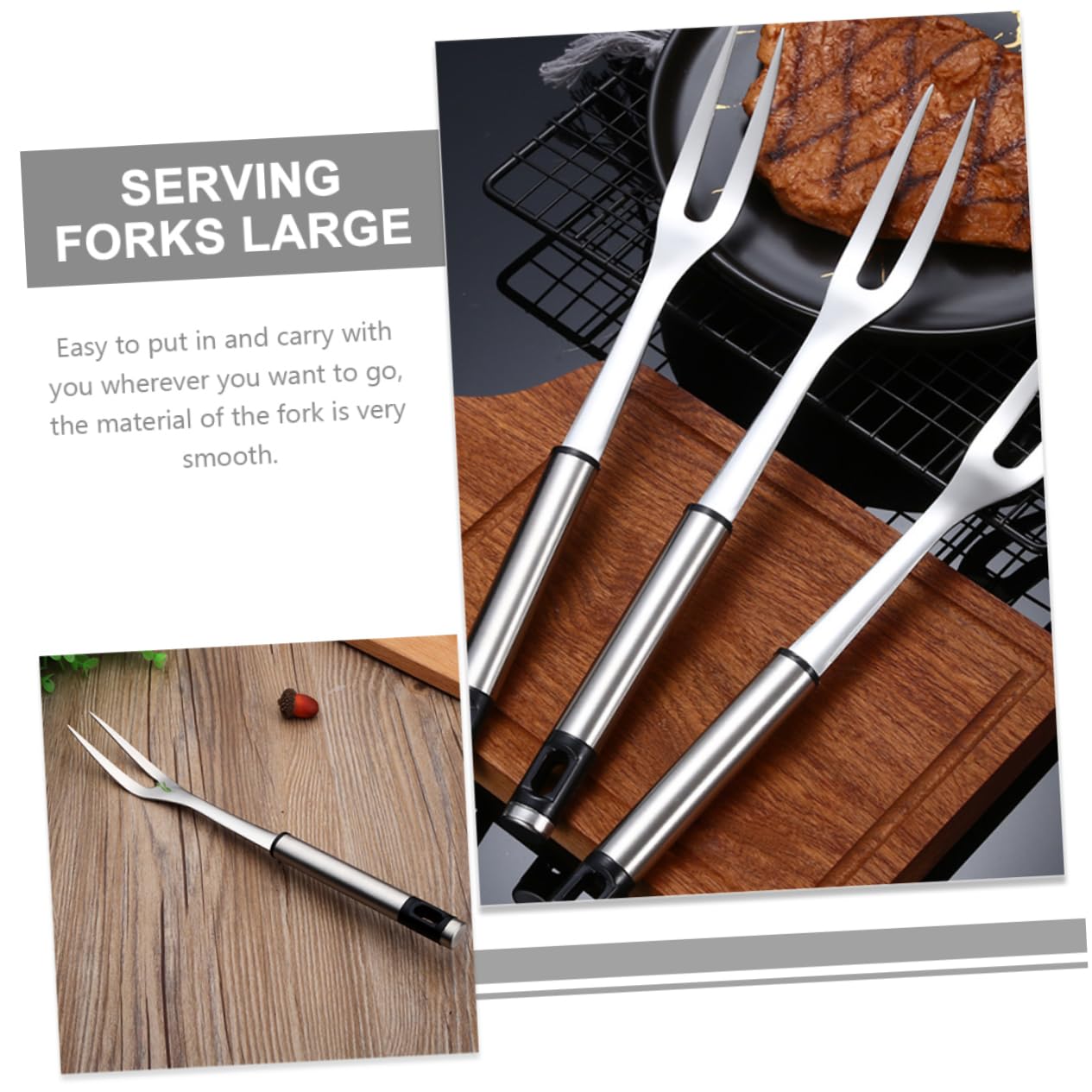 BESPORTBLE Stainless Steel Bbq Fork Durable Kitchen Roasting Fork for Barbecue Scald Long Handle Easy to Clean for Grilling Meat Chicken and Vegetables for Bbq Enthusiasts