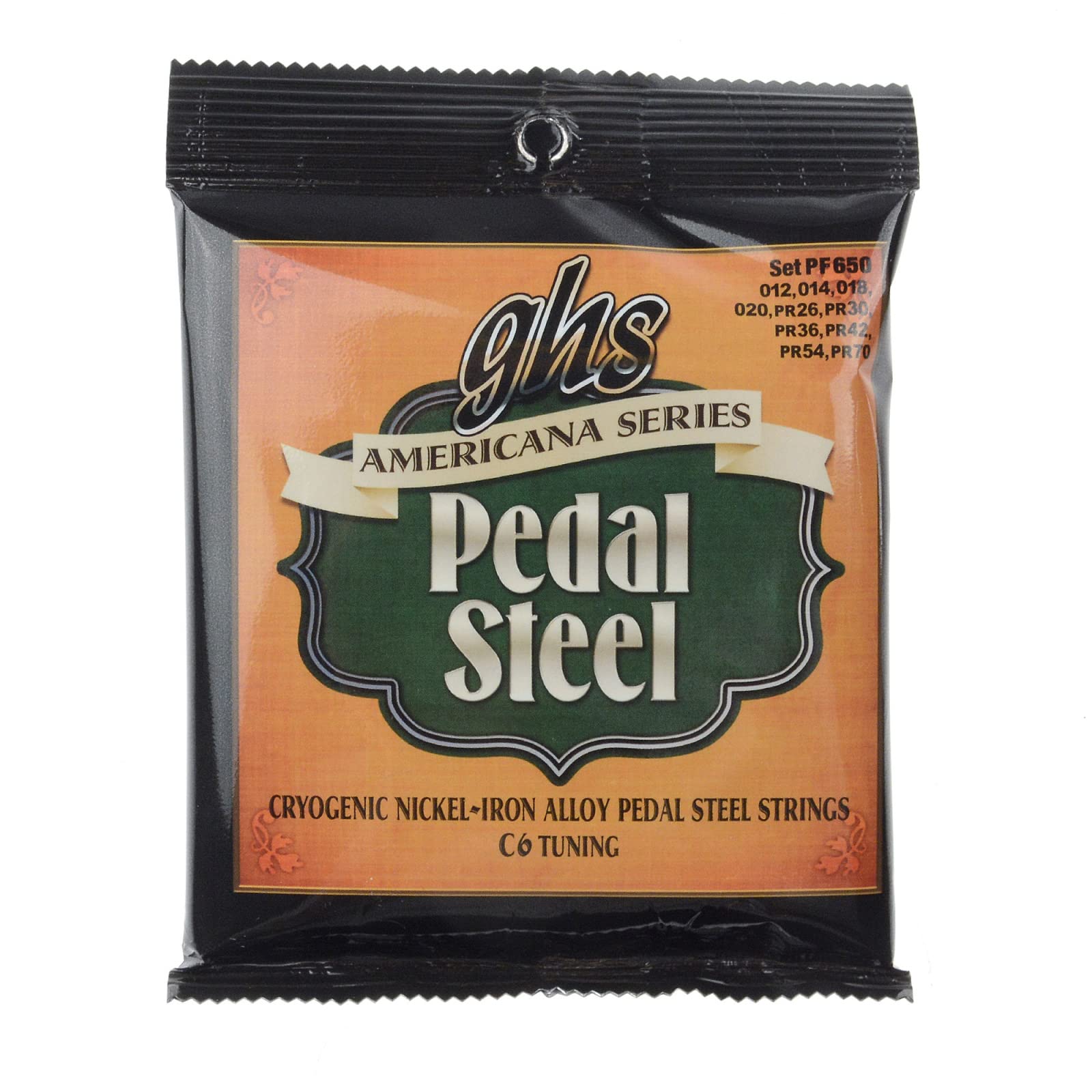 GHS Americana Series - PF650 - Pedal Steel Guitar String Set, 10-Strings, C6 Tuning, .015-.070