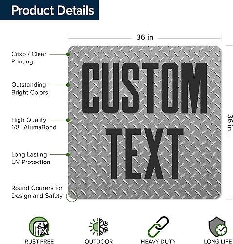 Miniatura 259 de My Sign Center - Letrero personalizado, 11 colores de fuente, 13 estilos de fuente, 4 opciones de agujero, 22 tamaños, 8 x 32 pulgadas, sin óxido,