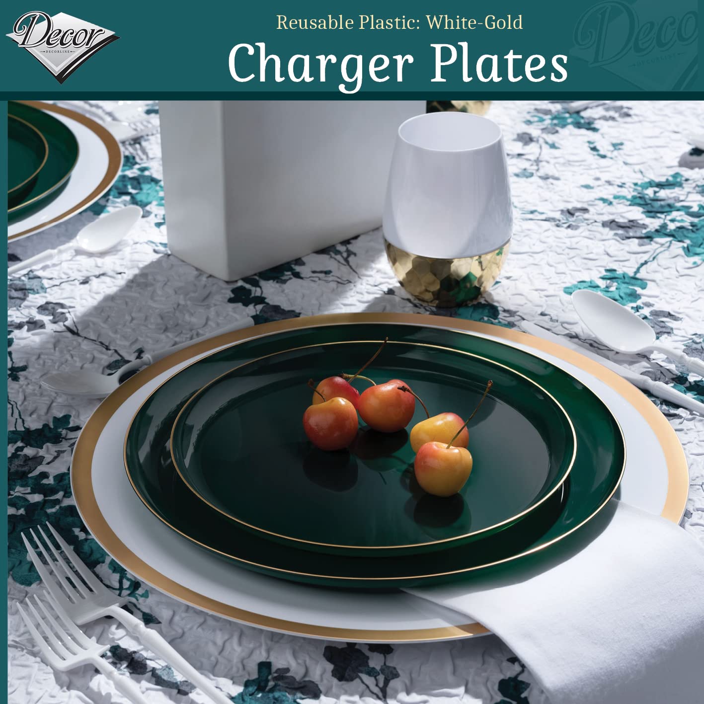 Decorline 4x Platzteller - Weiss/Gold