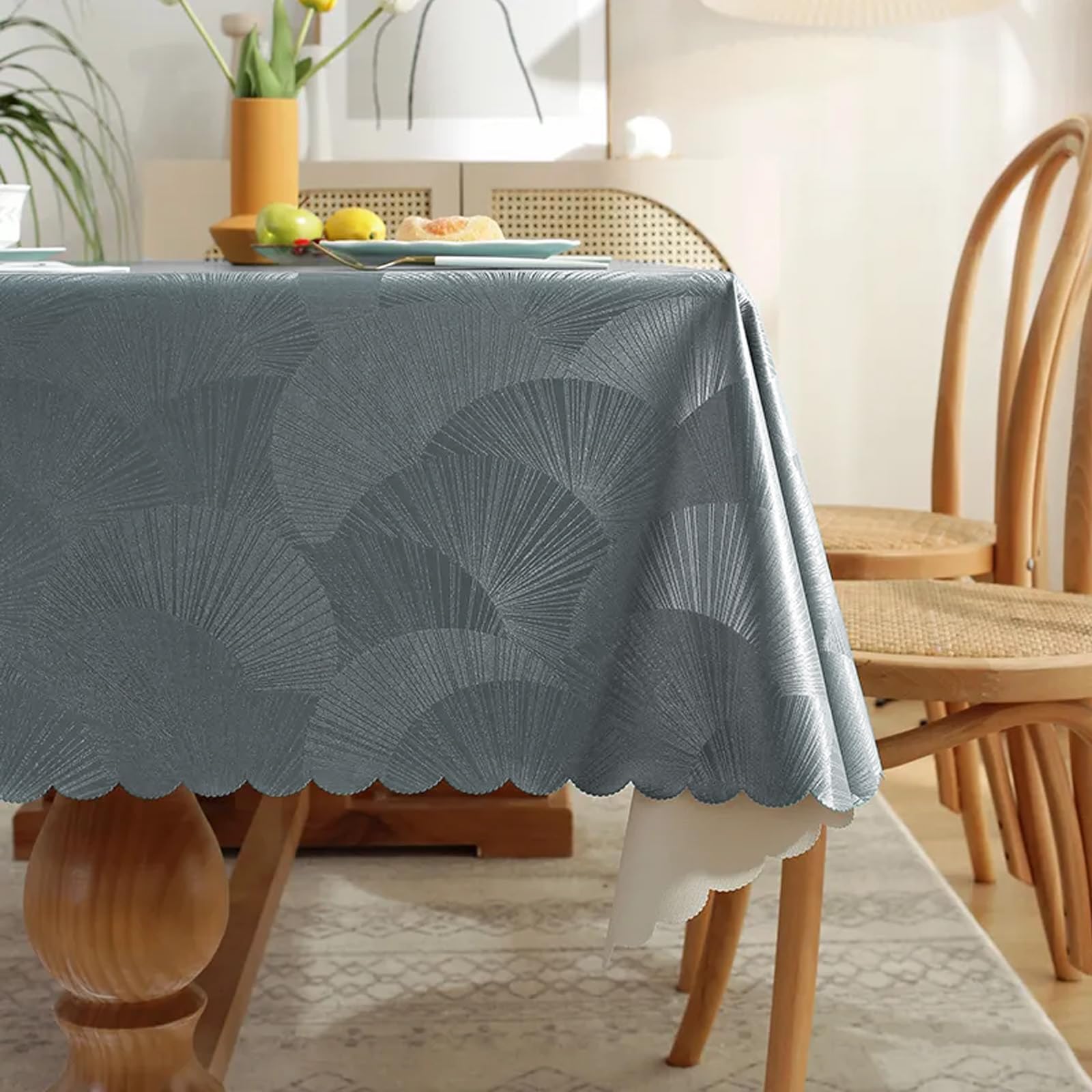 Xirggur Rectangle Table Cloth, Waterproof Heavy Duty Vinyl Tablecloths, Wipeable Washable Table Cover for Kitchen and Dining Room (Grey, 60" X 84")