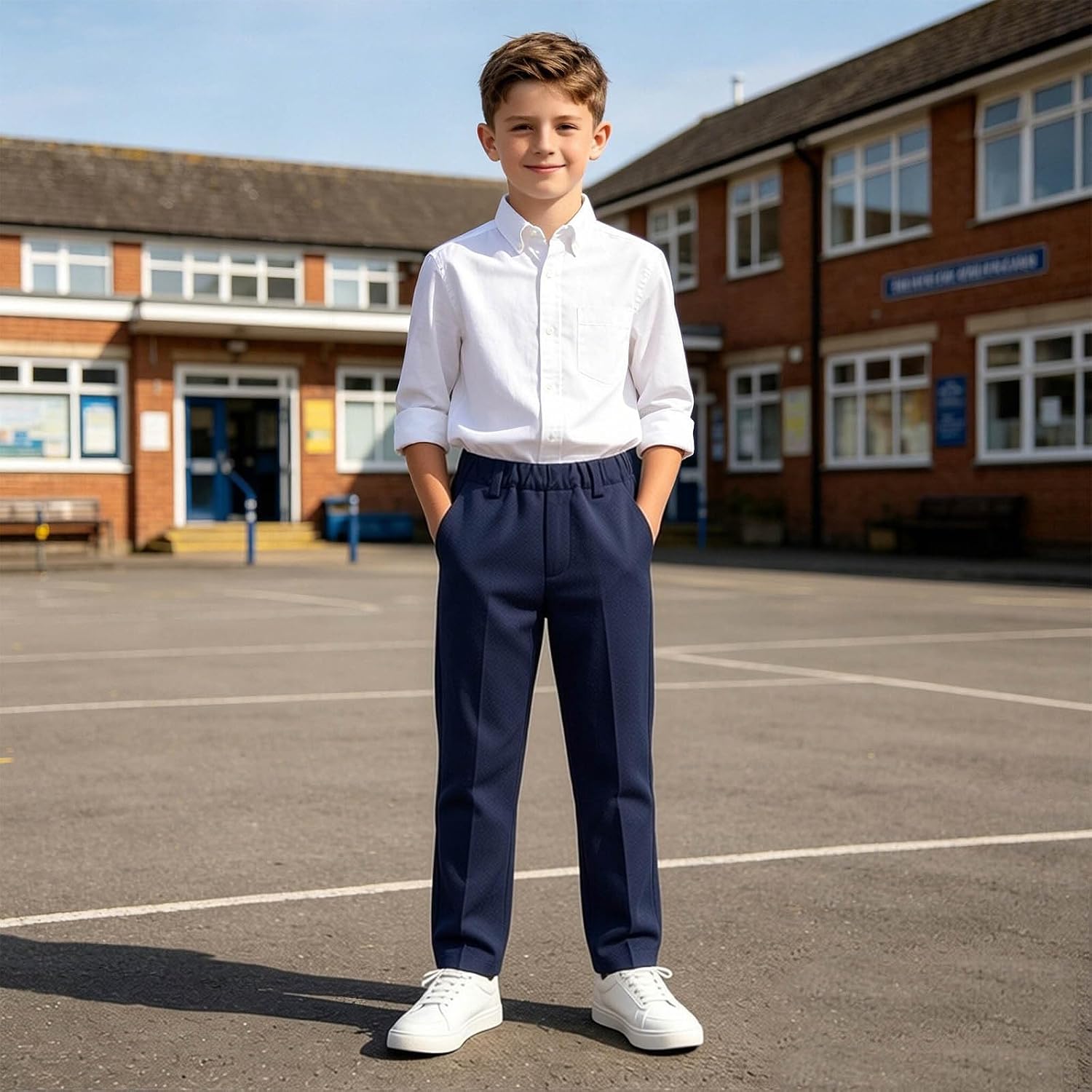 Boys Uniform Pants Dress Pants Back to School Clothes Wide Leg Open Bottoms