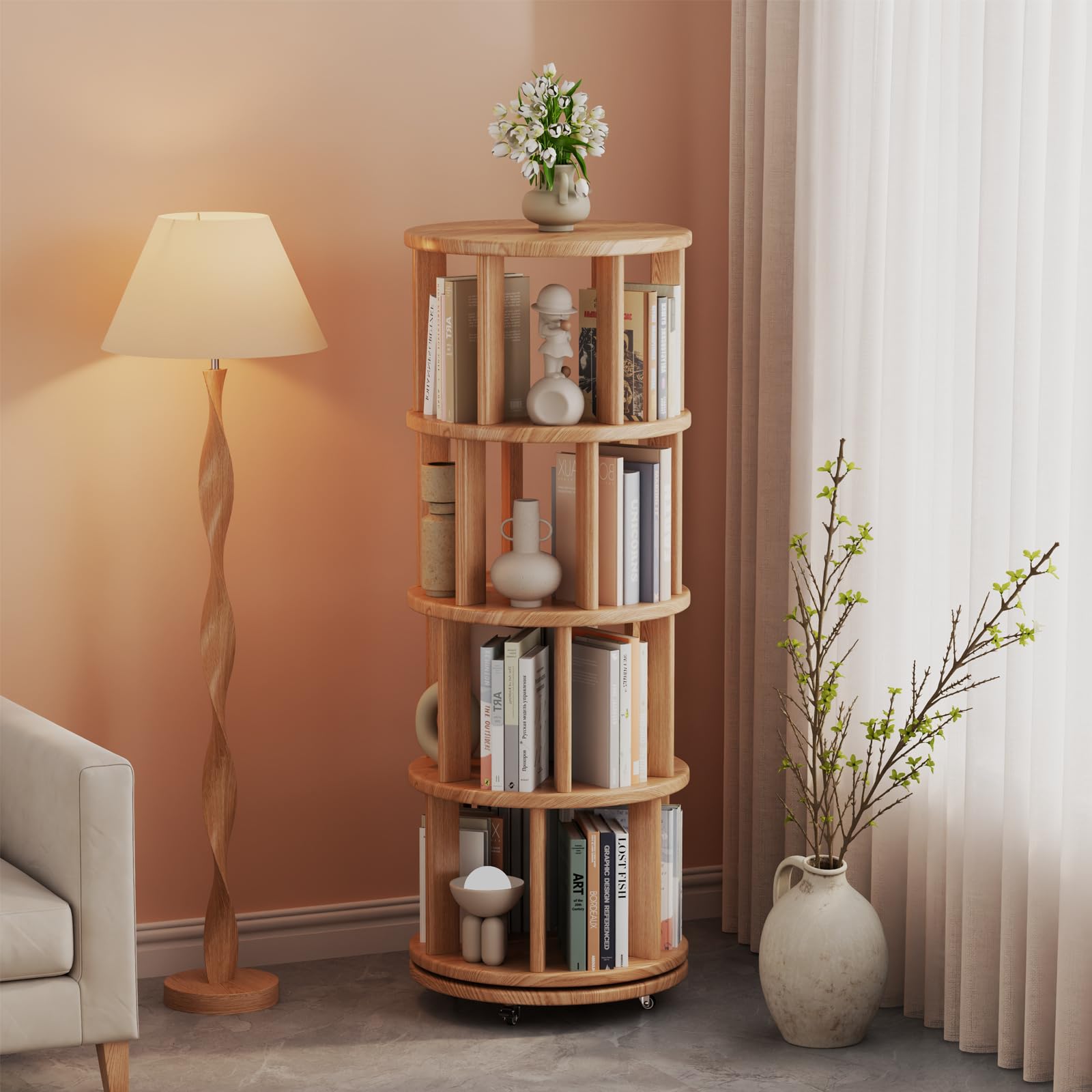 Amazon|Mangowood 本棚 天然木製 回転式本棚 4段 - 大容量 コミック Amazon|Mangowood 本棚 天然木製 回転式本棚 4段 - 大容量 コミック