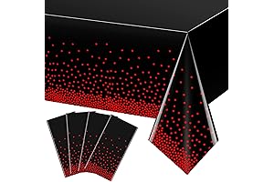 Red and Black Dot Plastic Tablecloth for Weddings