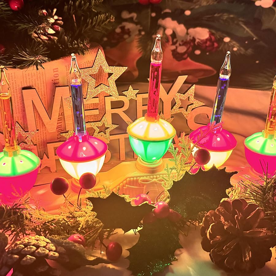 Image of Christmas 5 Light Bubble Candle Lamps, Plug in Electric Candles with 5 Multi-color Bubble Lights (1 spare), C7 /E12 Base 5W Bubble Light Candle, Suitable for Holiday Christmas Celebration Lighting