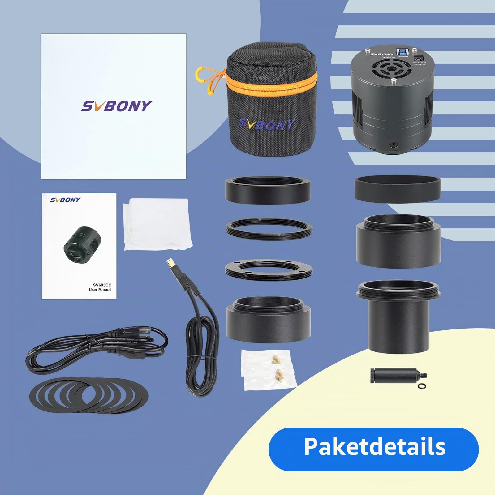 SVBONY SV605CC gekühlte Astrofotografie-Kamera, 9 MP IMX533 CMOS-Farbkamera | Doppelschichtige Halbleiter-Kühlung, USB3.0, 30 ℃ niedriger für Deep Sky Astrofotografie, Panorama-Astronomie & Lucky Imaging