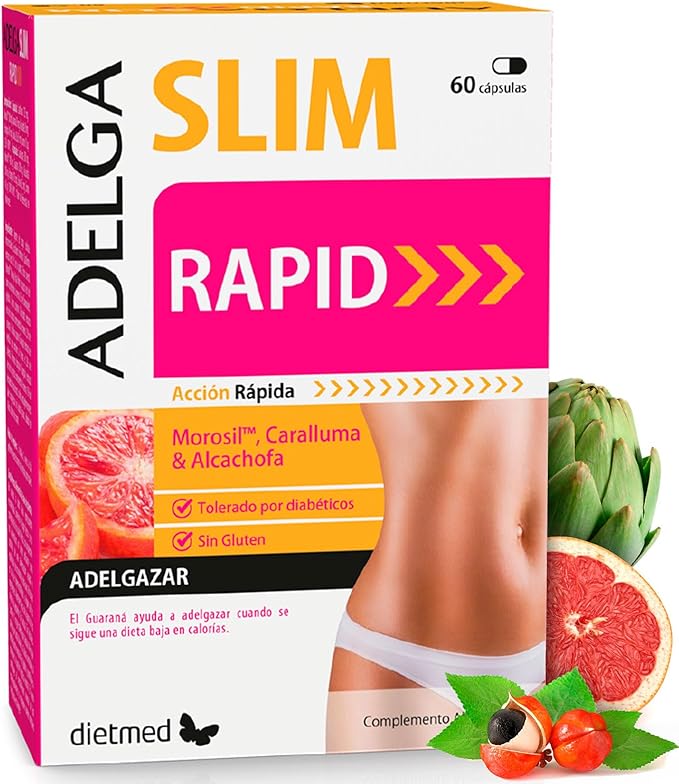 Dietmed Adelgaslim Rapid - 60 cápsulas - Morosil™ Naranja Roja Moro (≥2% flavonoides) - Caralluma fimbriata 12:1 - Alcachofa (≥2,5% cinarina) - Con guaraná (≥22% cafeína) - Colina y cloruro de cromo