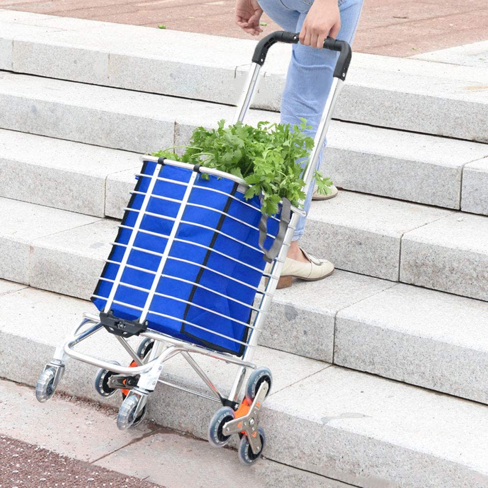 Large Shopping Trolley Folding 8 Wheel Shopping Cart Stair Climbing Trolley Utility Trolley with Aluminium Alloy Frame Durable Removable Waterproof Bag