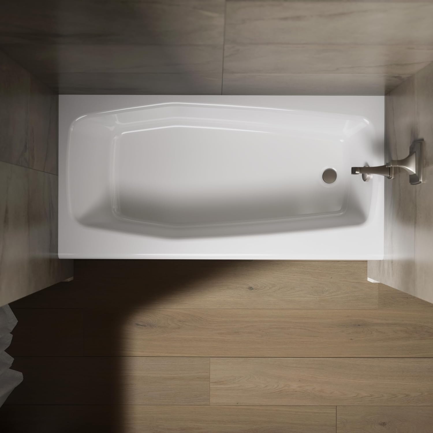 KOHLER 716-0 Villager 60" x 30-1/4" Alcove Cast Iron Bathtub with Right-Hand Drain and Integral Apron, Safeguard Slip-Resistant Surface, White