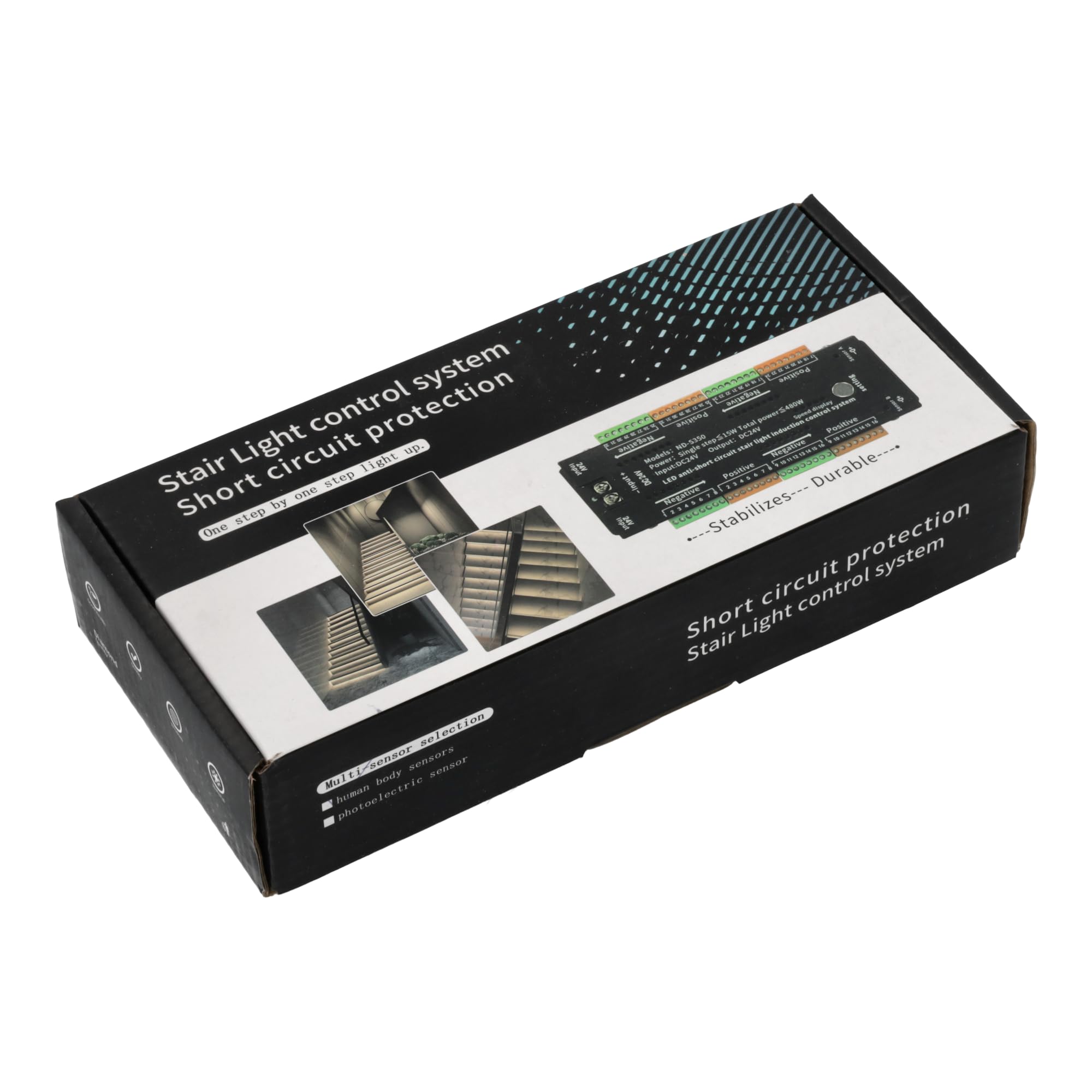 Jandei – Controlador para Tiras LED 24V Efecto Especial “Escalera”, 2 Sensores de Presencia y Botón Regulador de Velocidad. Admite hasta 32 Conexiones (máximo 15W cada Salida)