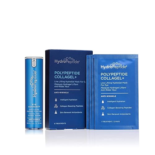 HydroPeptide Eye Authority y Collagel + Máscara de ojos de hidrogel, paquete (0.5 onzas y 8 unidades)