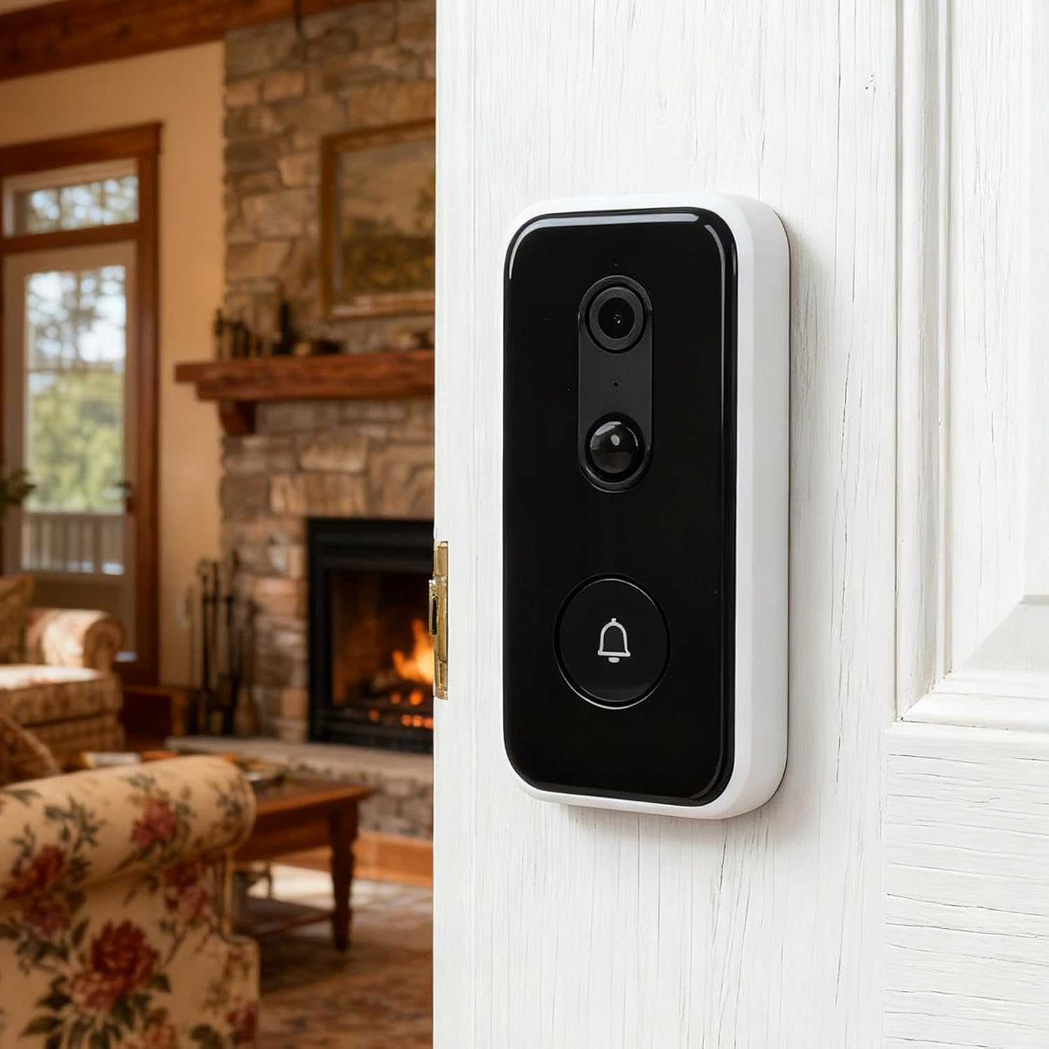 WiFi Visual Doorbell with Camera, Smart Wireless Door Bell for Home Apartment, 4000mAh Battery, Anti Theft Alarm, APP Remote Control, Night Vision, Cloud Storage