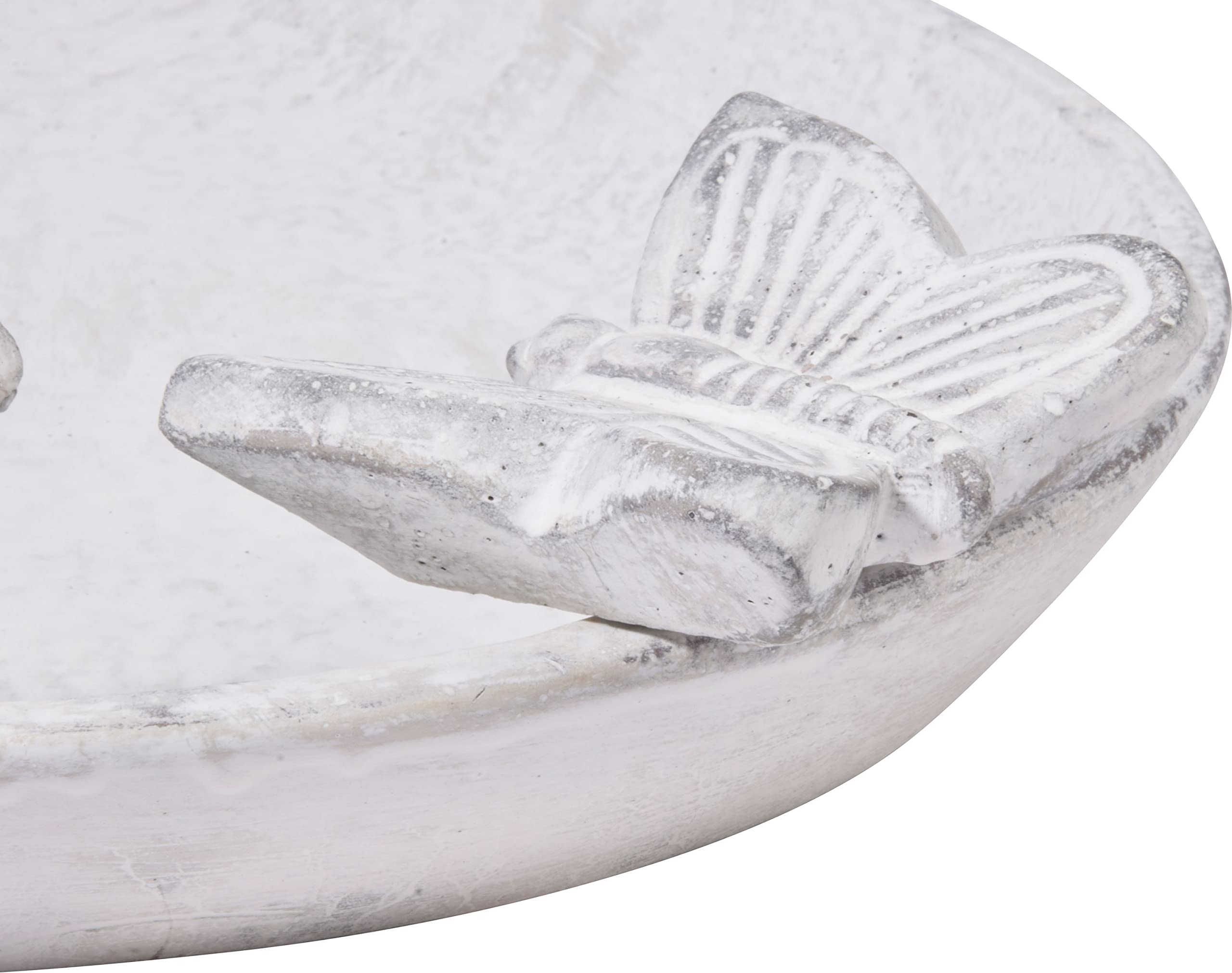 dobar® 12981e Foglia - Bebedero para pájaros con pájaros Decorativos (Cemento, 37 x 28 x 4,5 cm), Color Blanco