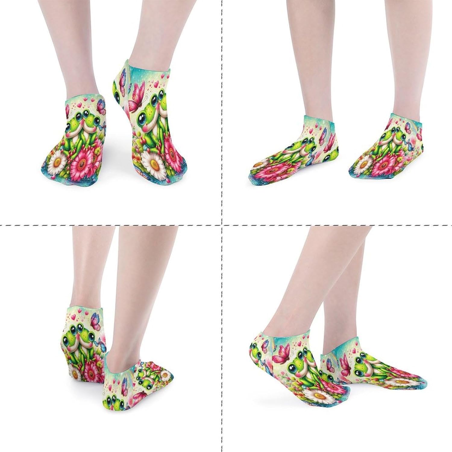 Frog Couple 5Pairs Low Cut Ankle Socks for Women No Show Casual Breathable Athletic Socks for Sport