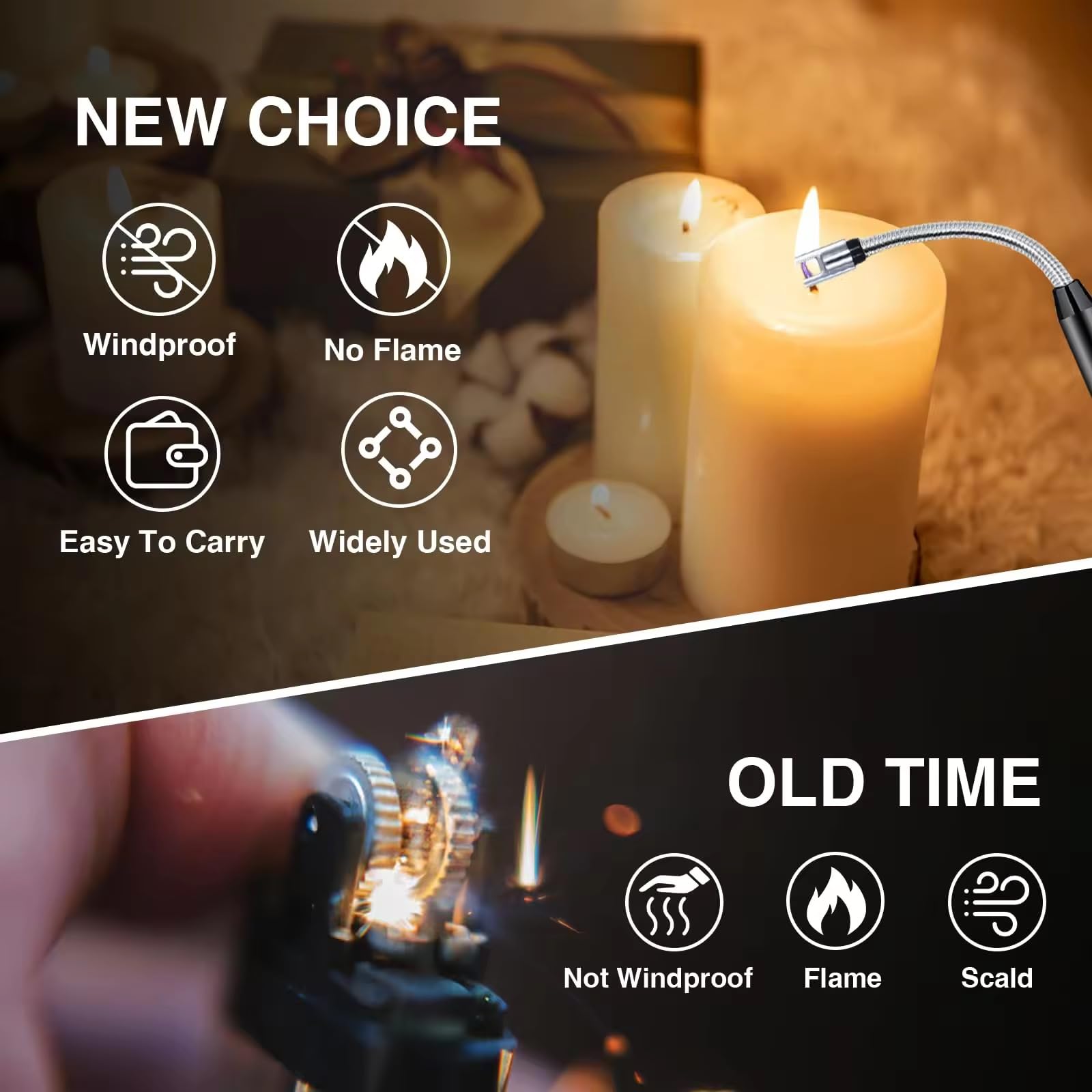GOPINATH ECOM Rechargeable Electric Gas Lighter with USB C Charging 360 Degree Flexible Neck Windproof Flameless Arc Lighter for Kitchen Stove Candle BBQ Pooja 1