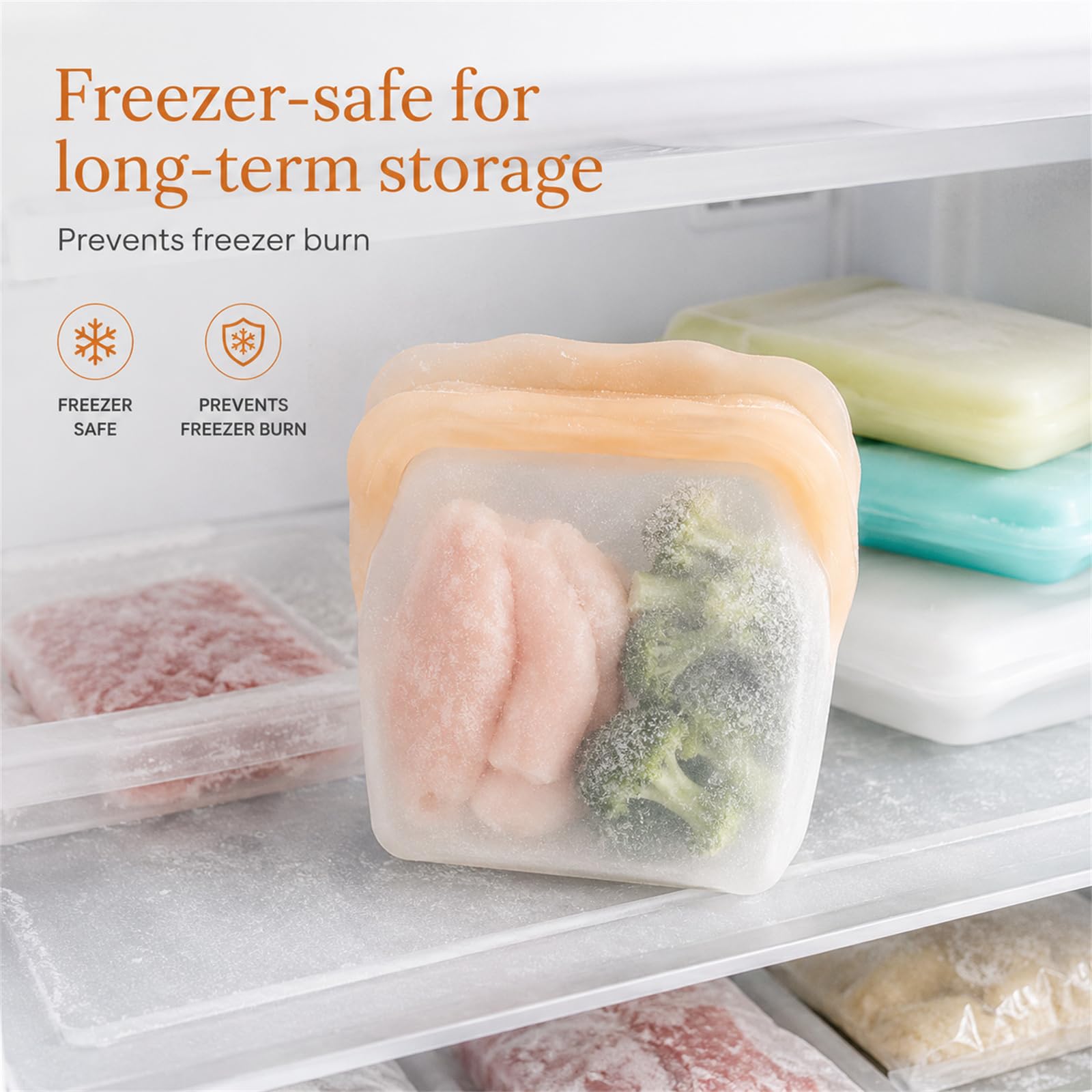 Bolsas de silicona para almacenamiento de alimentos, reutilizables, a prueba de olores, resistentes a altas temperaturas, para frutas y verduras, 600 ml (paquete de 3)