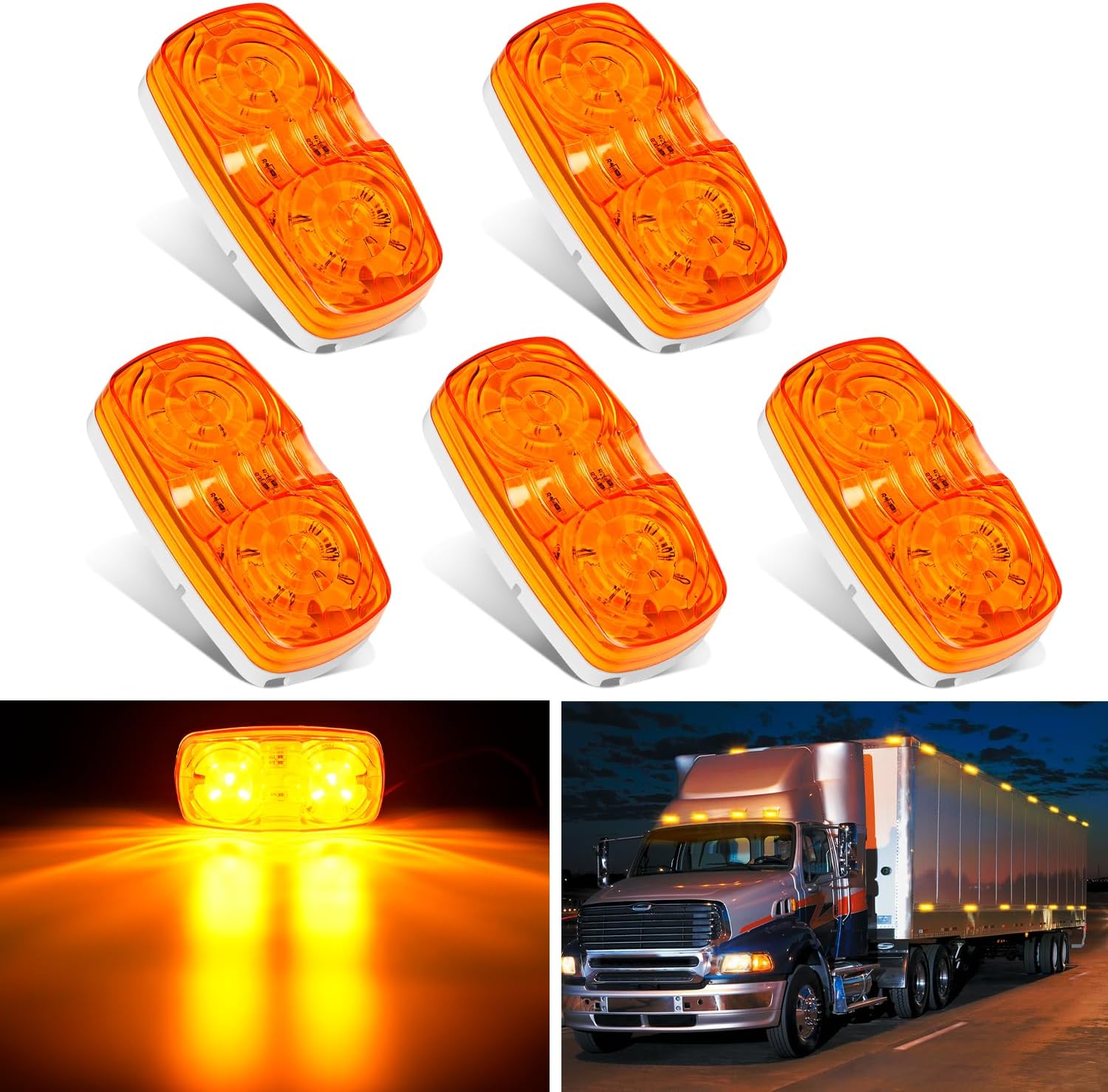 AUTOXBERT 2PCS Round LED Trailer Tail Light Rear Brake Light Chrome Steel For Truck Camper