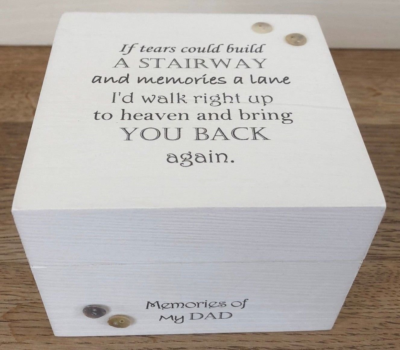 Shabby Chic Style MEMORY BOX DAD Nana Grandad Dad Mum etc .. In loving memory of someone special loved one in memorium Bereavement Personalised keepsake trinket memory Box