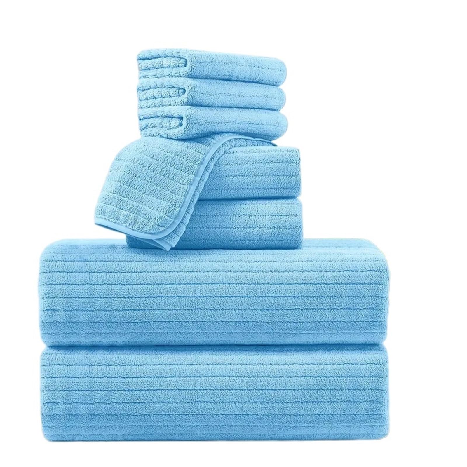 FGUJSUR Bath Towel 8 Pcs Bath Towel Set - 4 Washcloths, 2 Face Towels & Absorbent & Quick Dry, Ideal For Bathroom, Gym & Hotel Use(8pcs Blue)