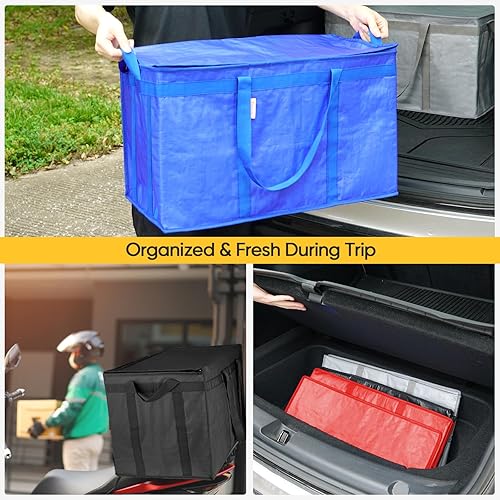 Miniatura 8 de BALEINE 3 bolsas reutilizables para comestibles + 2 bolsas reutilizables aisladas (24 x 14 x 15 pulgadas)