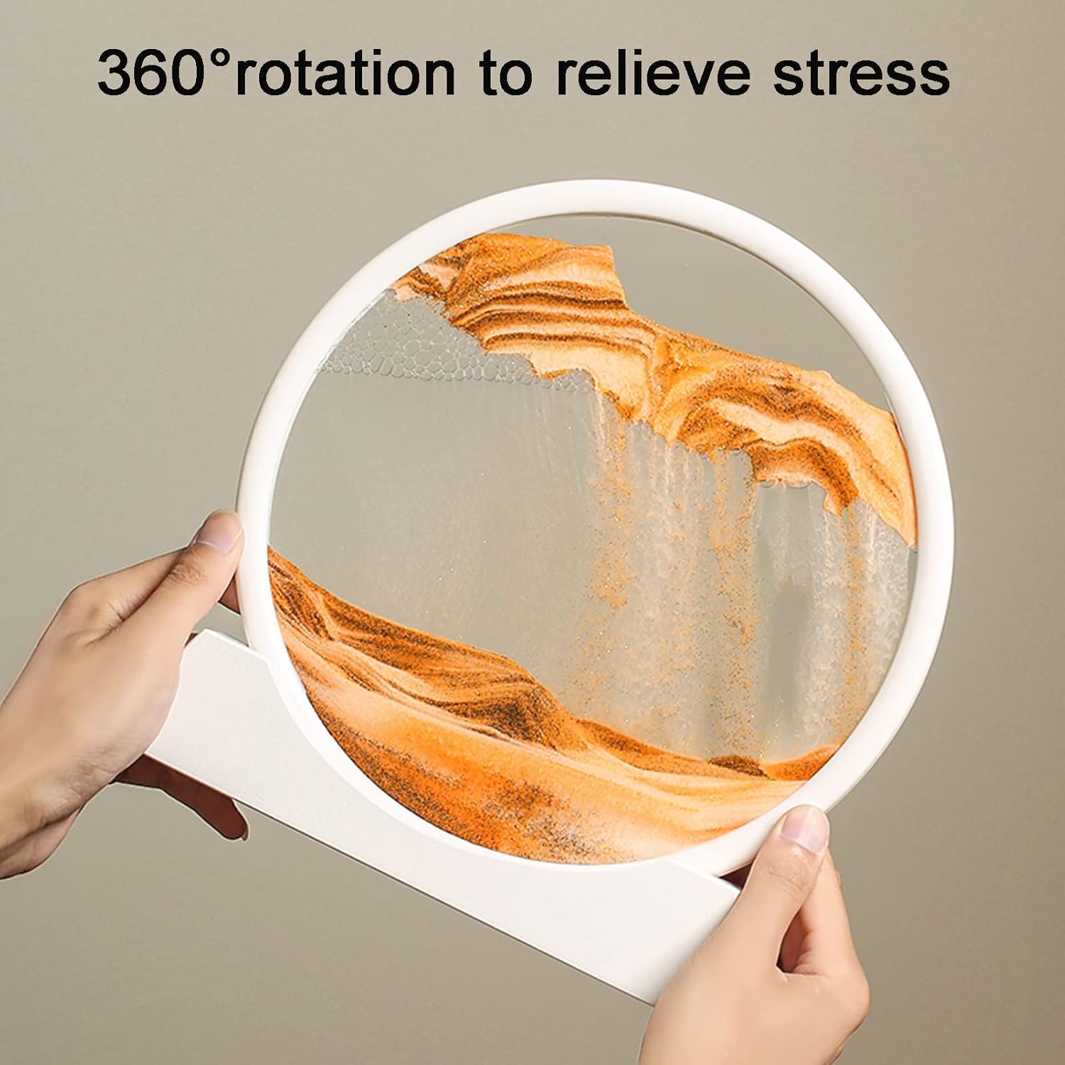 Flowing Sand Painting,Moving Sand Art Picture for Desktop Home Decor,Office Work Quicksands Painting,Round Glass 3D Deep Sea Sandscape in Motion Display Flowing Sand Frame