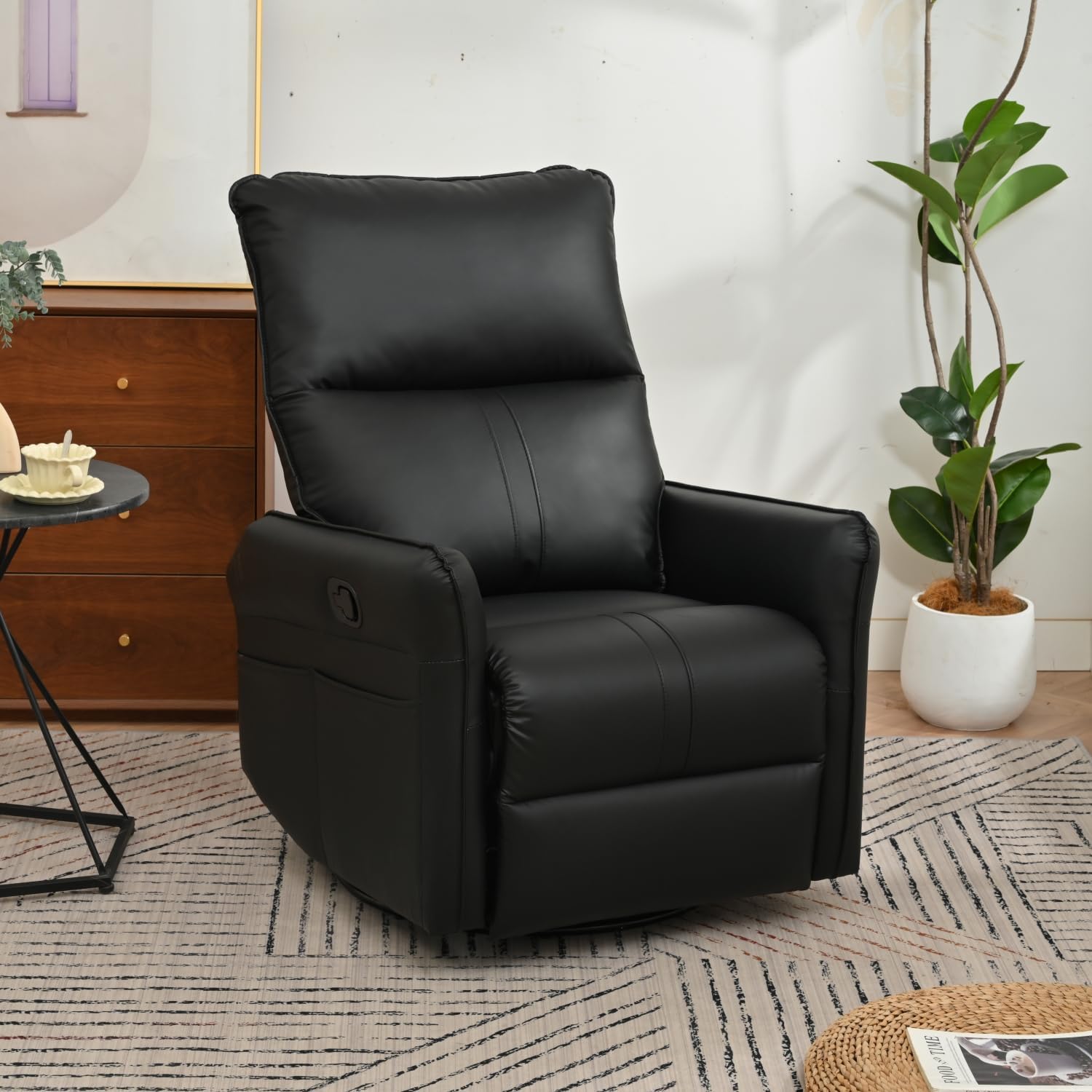 Rocking Recliner Chair, 360° Swivel Nursery Rocking Chair, Glider Chair, Modern Comfortable Seating for Bedroom and Living Room