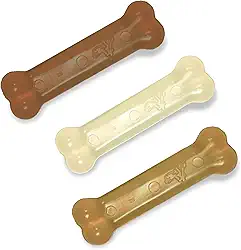 Nylabone FlexiChew Brinquedos moderados para c es embalagem tripla de bacon, manteiga de amendoim e sabor de carne PP/Petite - at 6,8 kg.