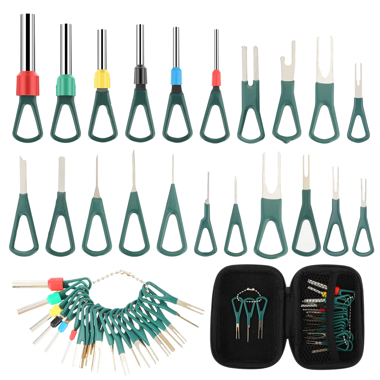 Grevosea Terminal Removal Tool Kit for Car, 21 Pieces Electrical Pin Removal Tool Kit Electrical Wire Connector Pin Release Extractor Tool Set for Most Connector Terminal Household Devices Silver