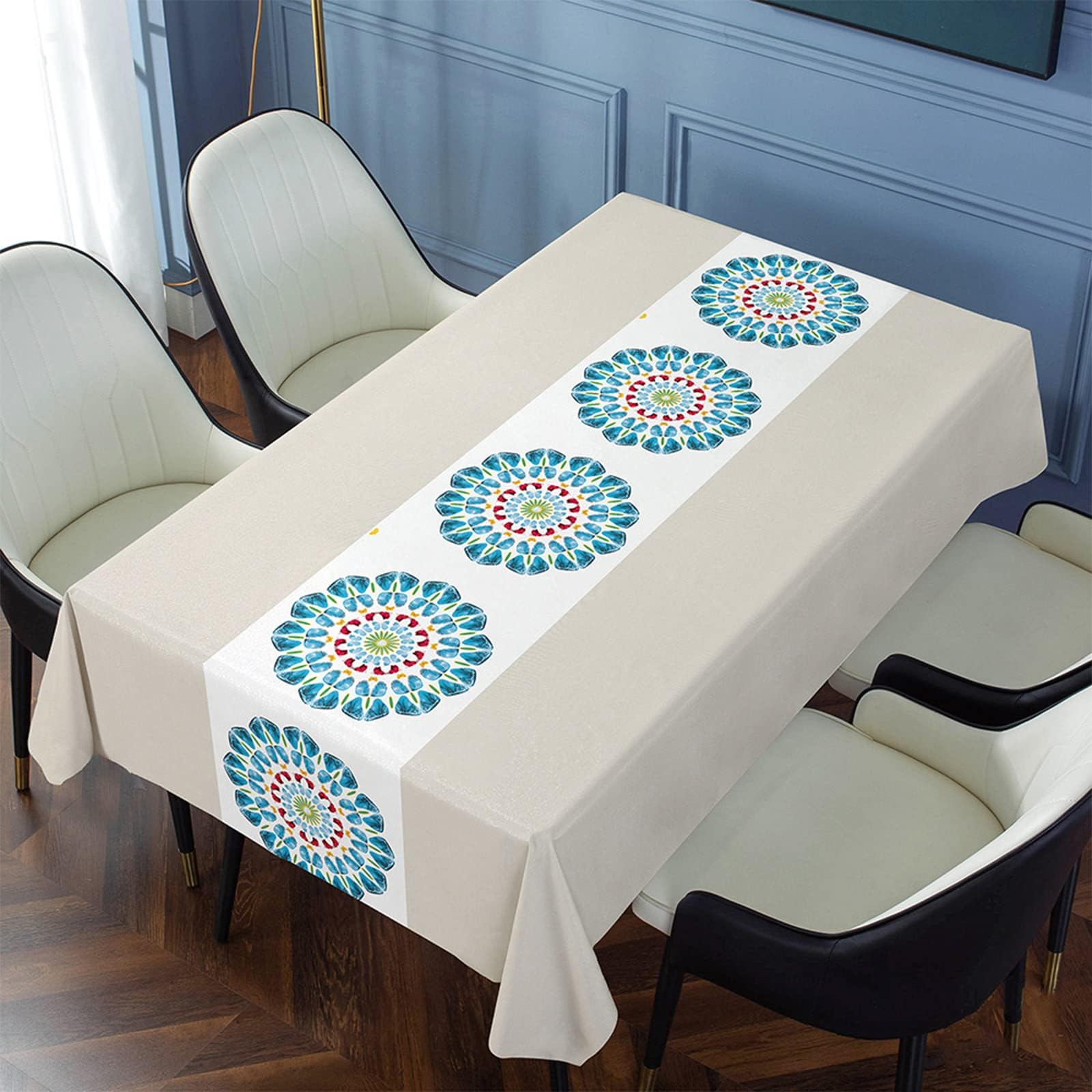 Yumlock Eco-Friendly PVC Tablecloth, Waterproof Washable Vinyl Table Cover, Stain Resistant Table Cloth for Rectangle Tables (140x180cm, 4-6 Seats), for Home Kitchen Dining Party Events (Beige)